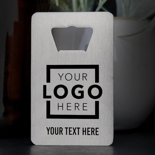 Custom Metal Bottle Opener Business Cards (Stainless Steel, 50 pcs) - 2 Business Days Personalized Stainless Steel Bottle Opener With Your Logo Printed 1.5mm Thick