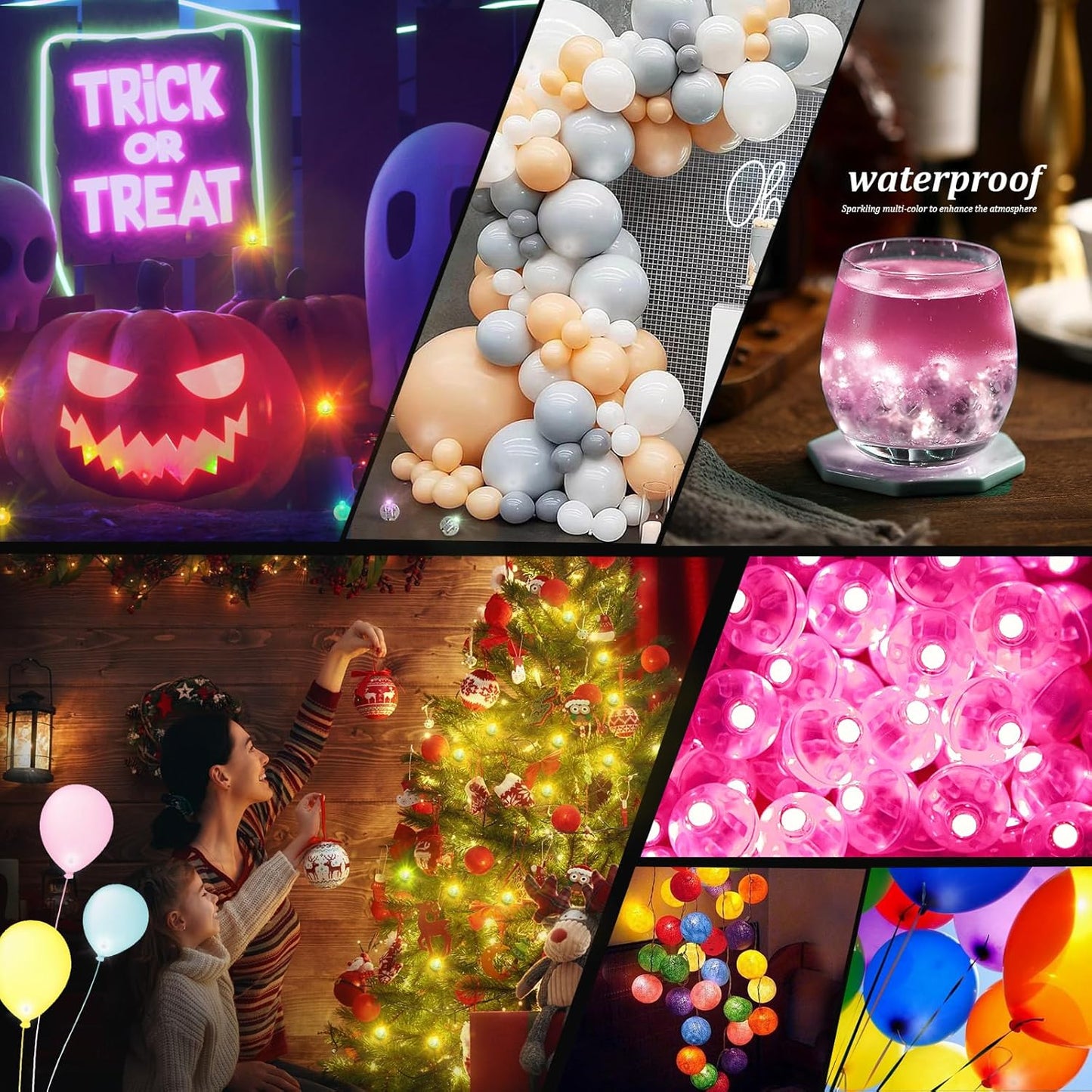 Aogist 200pcs Pink LED Balloon Light, Mini Tiny Light Round Led Ball Lamp for Paper Lantern Balloon Indoor Outdoor Party Event Birthday Party Wedding Decoration Halloween Christmas Supplies