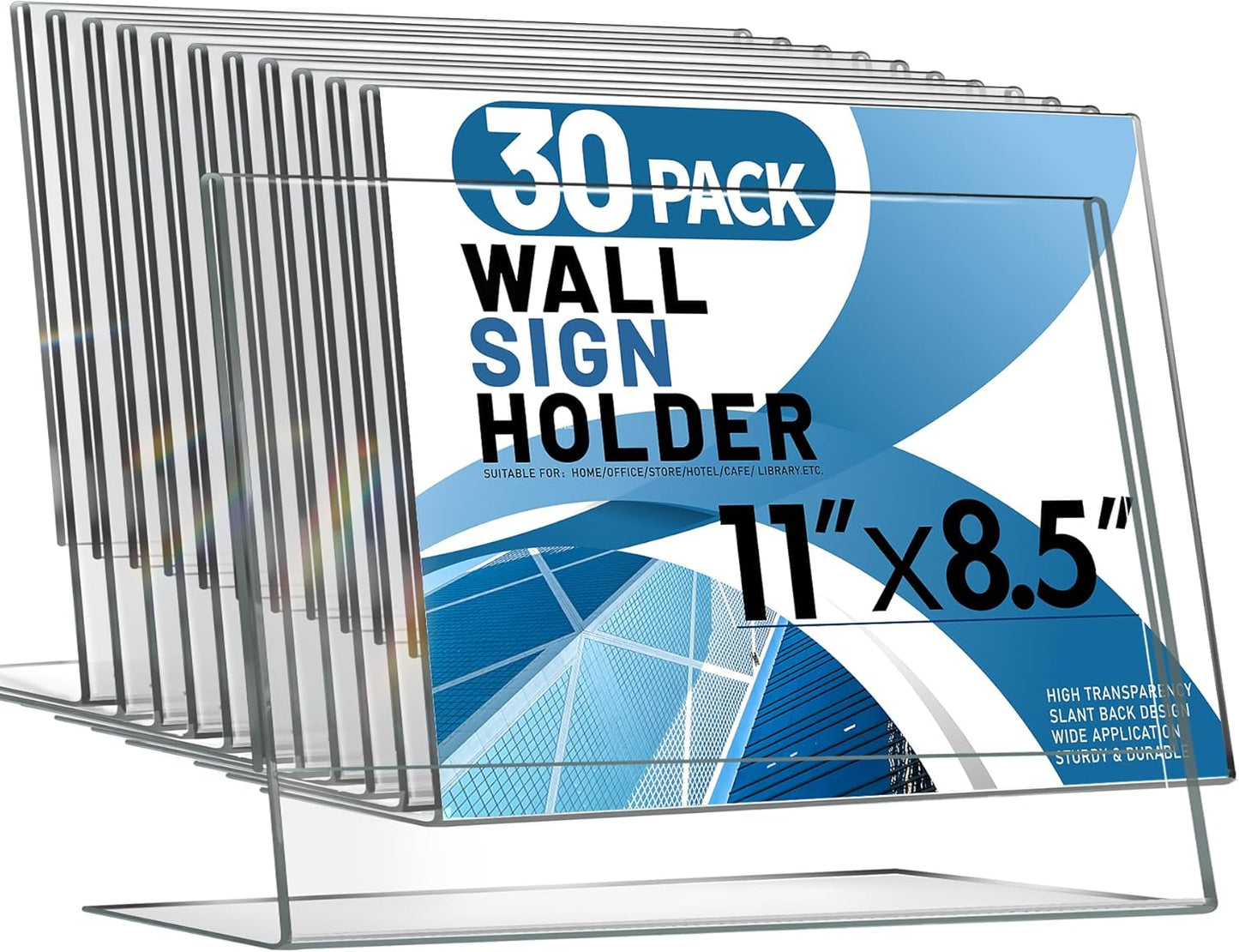 Aheroi 30Pcs Acrylic Sign Holder 8.5 x 11, L-shape Clear Sign Holders, Horizontal L-shape Acrylic Paper Holder, Plastic Table Sign Holders, Plastic Paper Holder Display Standing for Office Home School