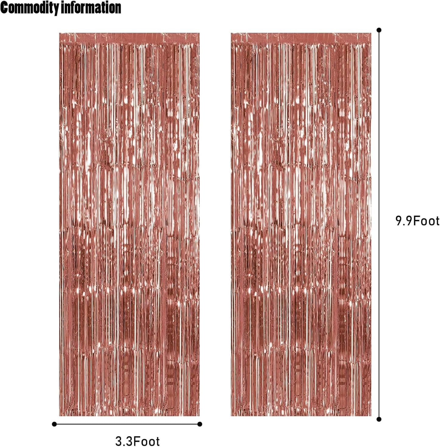 CANREVEL 2 Pack 3.3x8.2 Feet Rose Gold Foil Fringe Backdrop Curtains, Tinsel Streamers Birthday Party Decorations, Fringe Backdrop for Bachelorette Party Bride to Be Birthday Girls Streamers Party