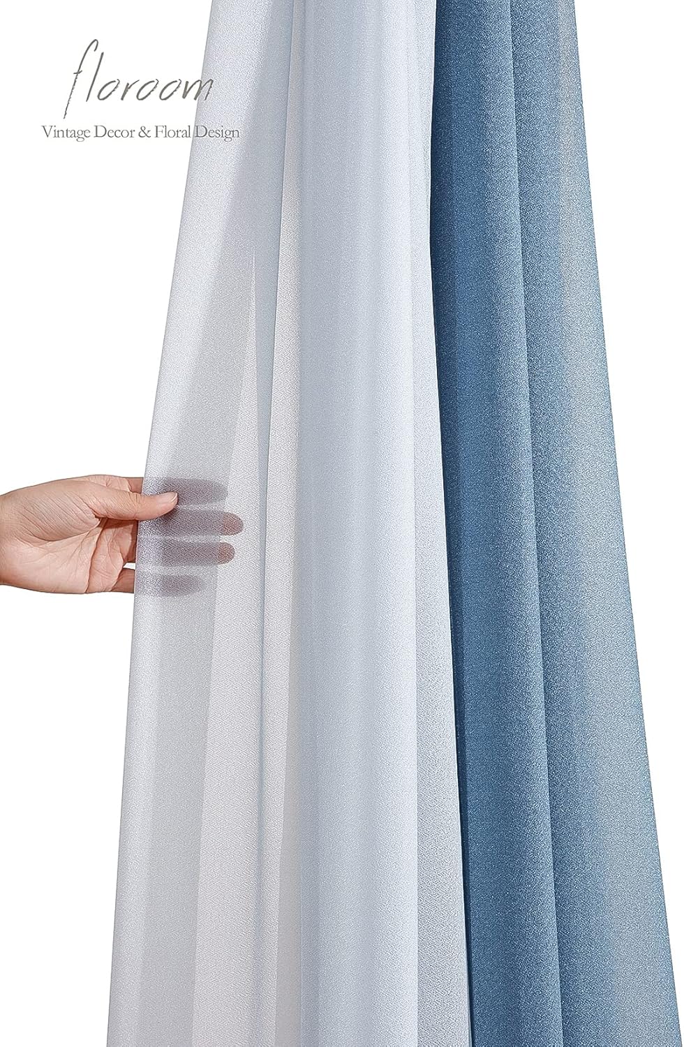 Floroom Wedding Arch Draping Fabric 3 Panels 20Ft Chiffon Fabric Drapes Arbor Drapery Wedding Ceremony Reception Swag Decorations (Dusty Blue +Powder Blue +White)