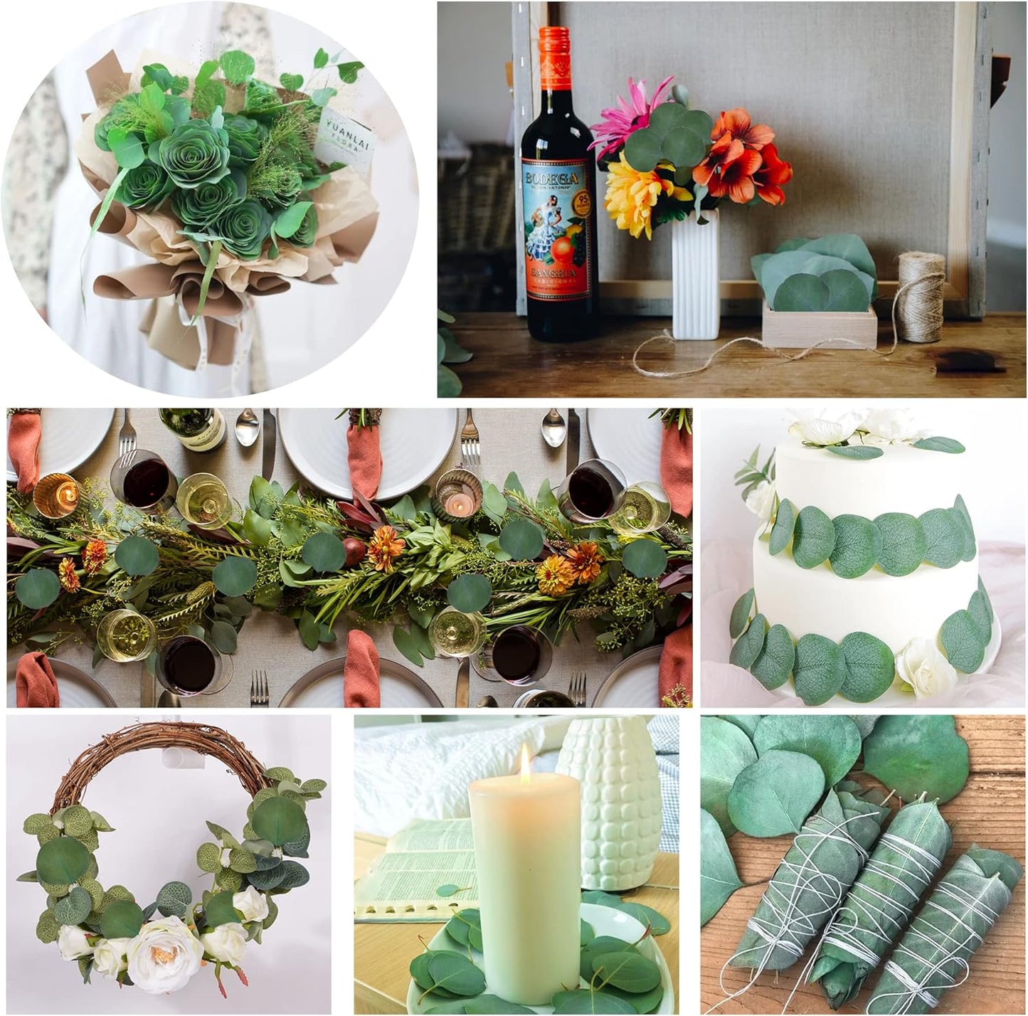 Eucalyptus Leaves, Rustic Boho Wedding Table Decor, 100% Natural Preserved Silver Dollar Eucalyptus Decor Green Leaves, Biodegradable Confetti for Weeding, DIY