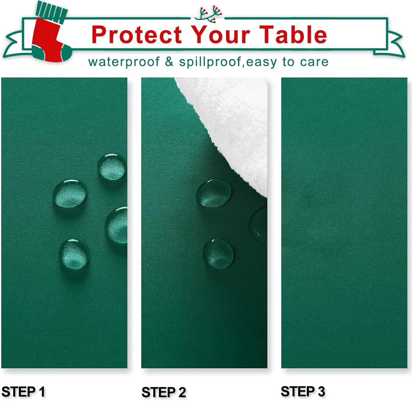 Hiasan Emerald Green Tablecloth for Rectangle Tables - Waterproof Washable Oblong Table Cloth for Dining Kitchen and Outdoor Use, 70 x 120 Inch