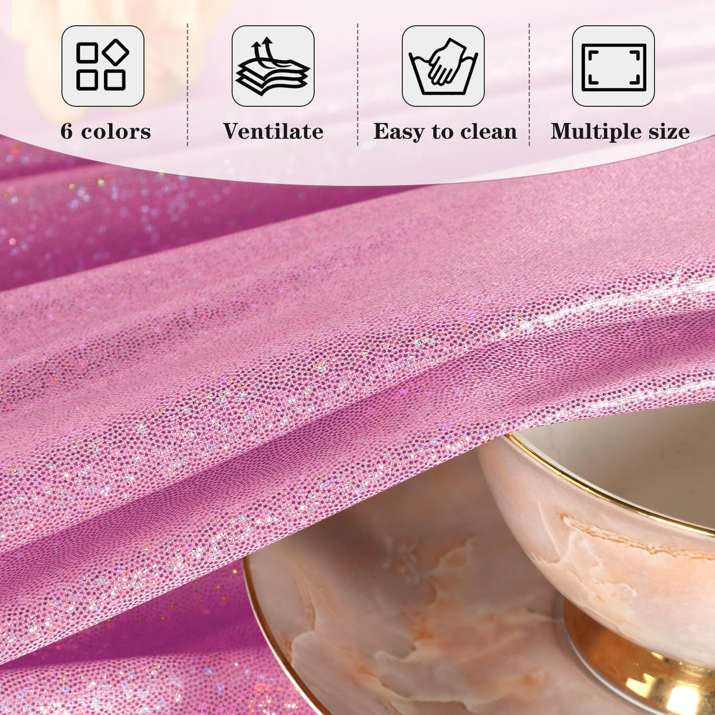 Fitable 2 Pack Pink Sequin Tablecloth for Parties 90x132 Inch - Sparkle Glitter Table Cloth Laser Rectangle Overlay for Wedding Baby Shower Ceremony Birthday Holiday Banquet