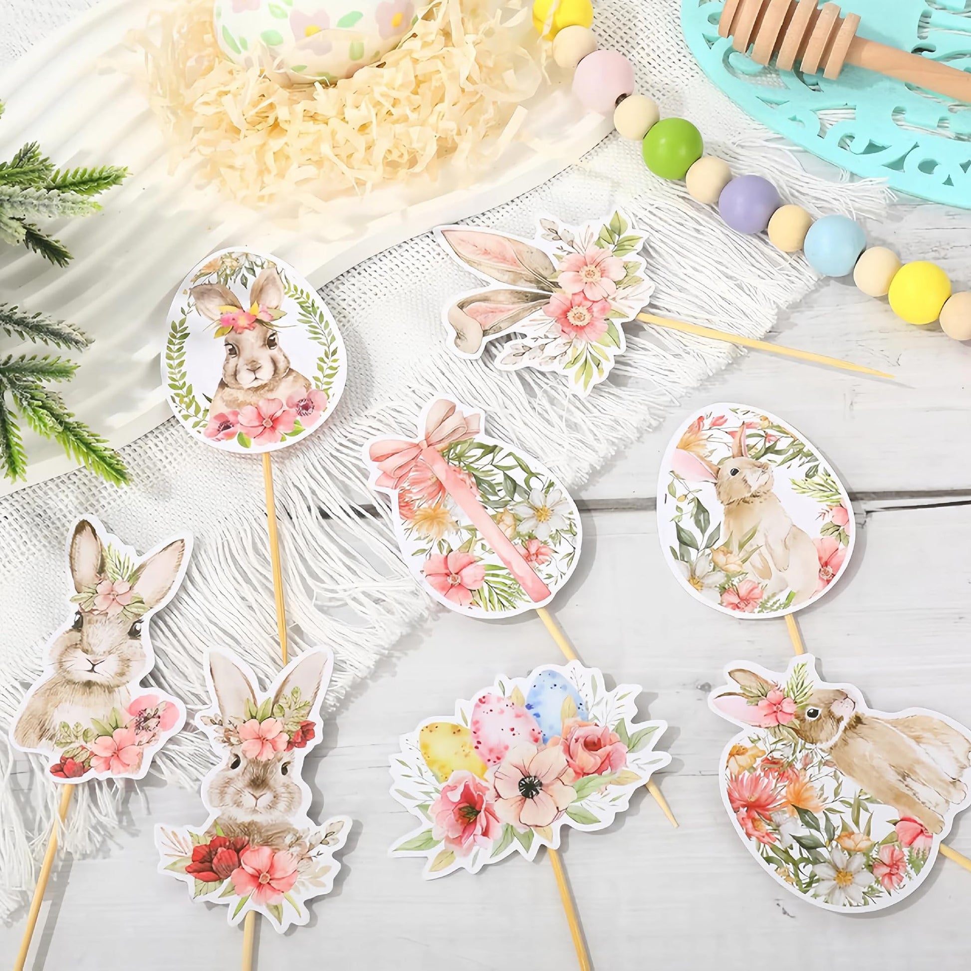 Easter Rabbits Themed Happy Birthday Party Decorations, Plates Napkins Cups Tableware, Bunny Egg