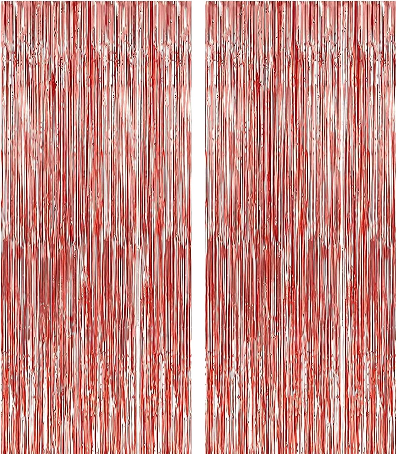 2 Pack 3.2 ft x 9.8 ft Rose Gold Tinsel Curtain Party Backdrop Decorations, Metallic Foil Fringe Backdrop Door for Halloween, Christmas, Birthday Graduation Wedding Party Streamers Photo Backdrop.