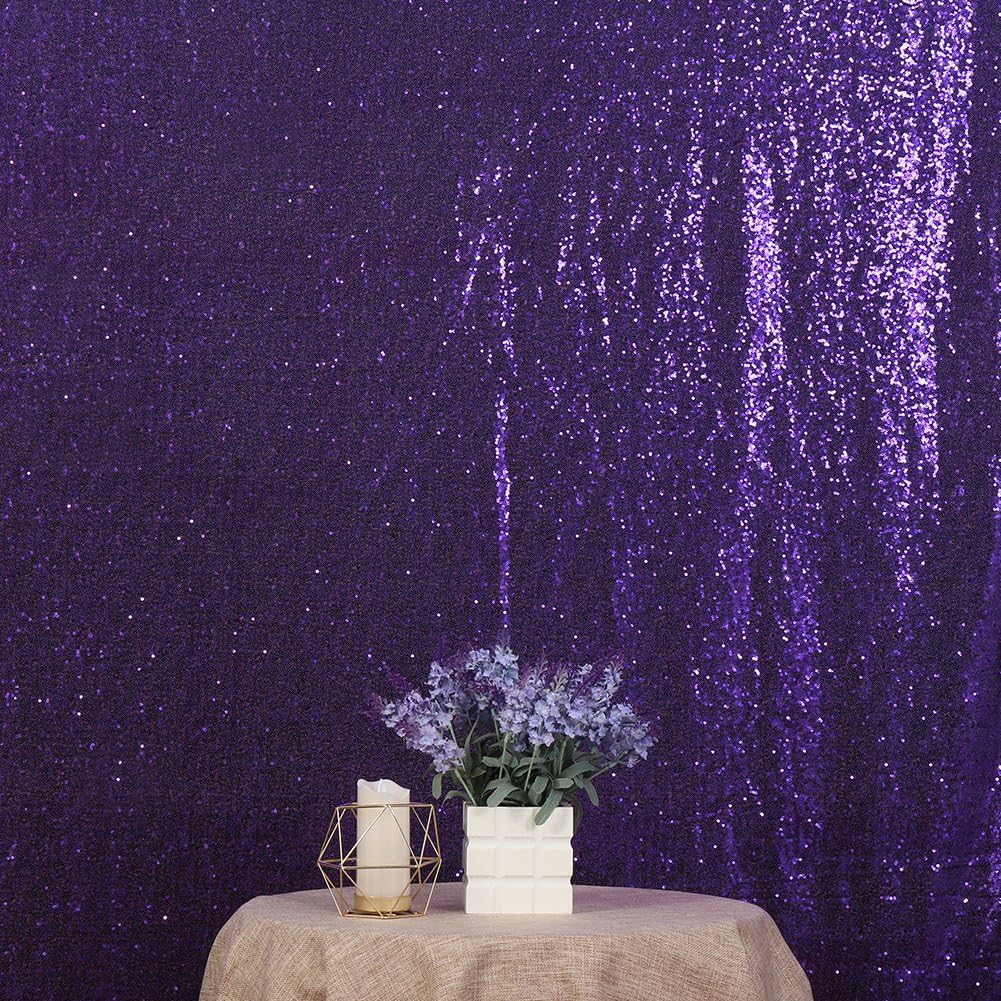 Poise3EHome Purple Sequin Backdrop, 6Ft x 8Ft Glitter Photography Background Curtains for Halloween Party Wedding Birthday Decoration