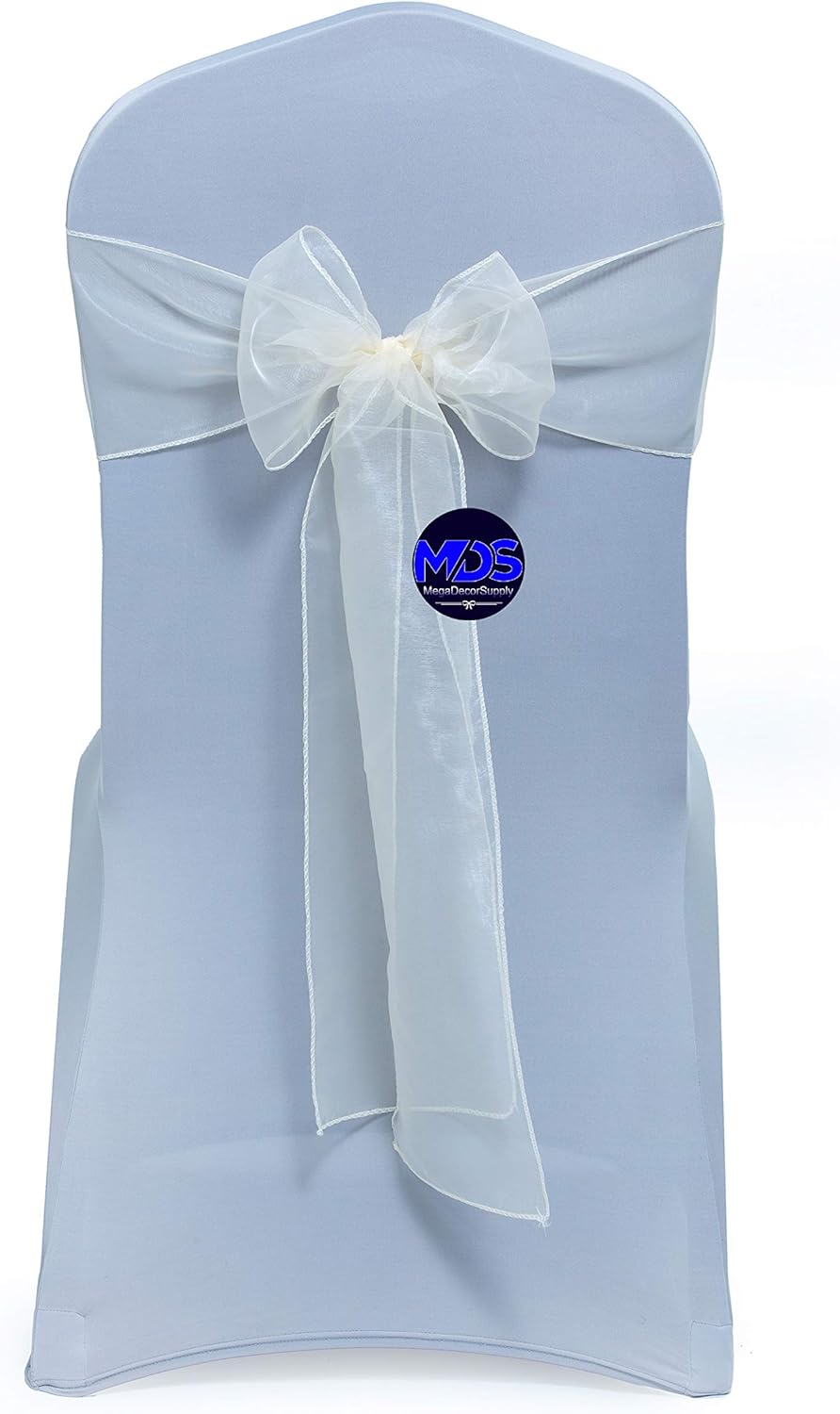 MDS Pack of 150 PCS Organza Chair Sashes Wider Dining Chair Bows Ribbon Tie Back for Wedding Party Birthday Bridal Shower Reception Event Banquet Home Chair Cover Decoration - Ivory