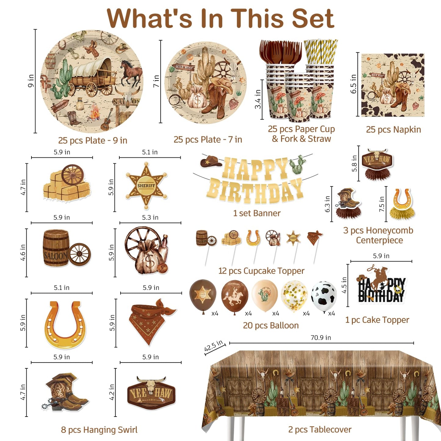 Western Birthday Party Decorations disposable tableware for Rodeo Party