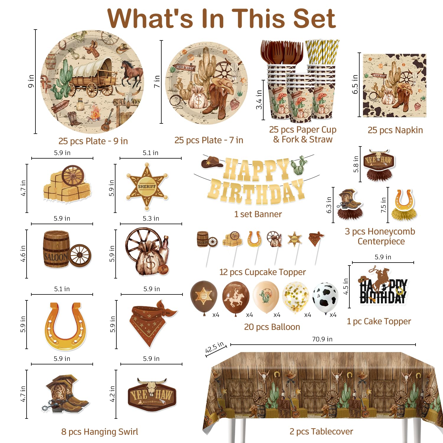 Western Birthday Party Decorations disposable tableware for Rodeo Party