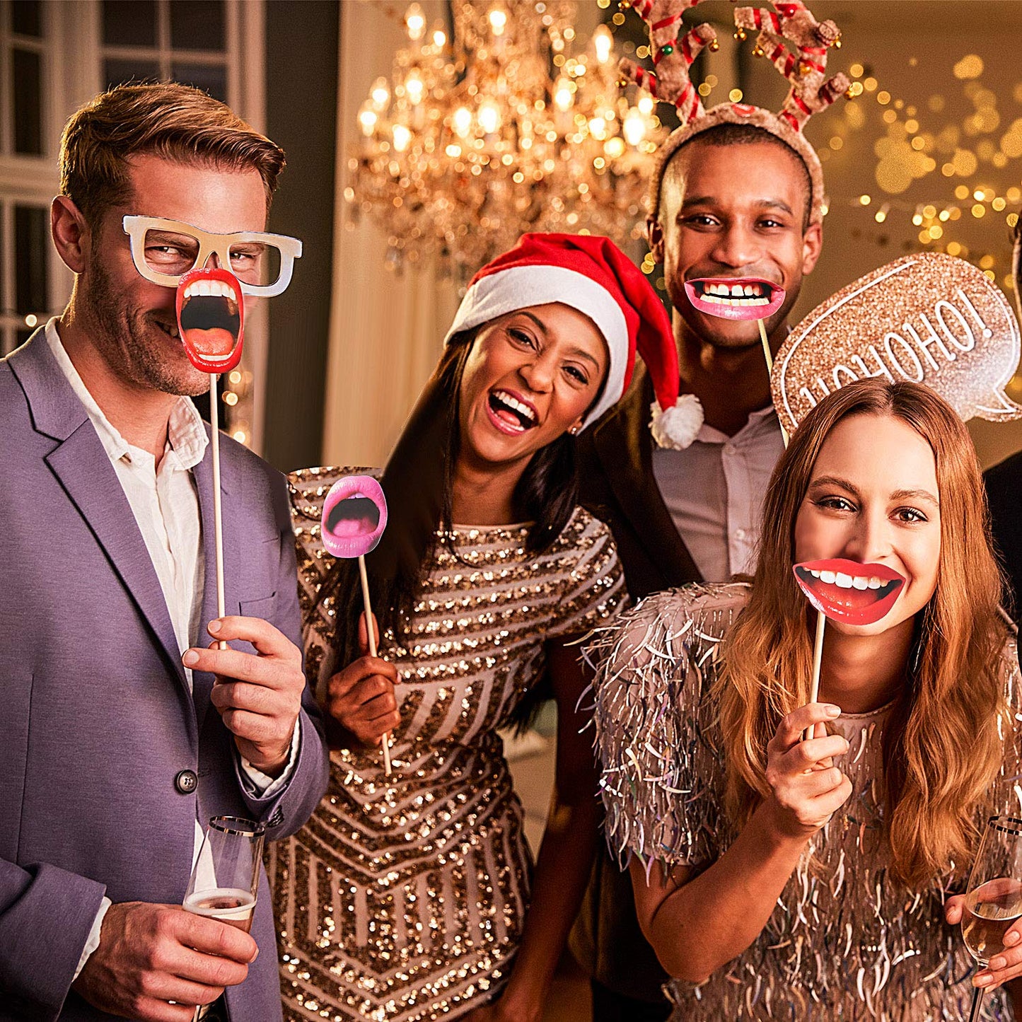 Gejoy 40 Pcs Funny Mouth Lips Photo Booth Props DIY Selfie Accessories