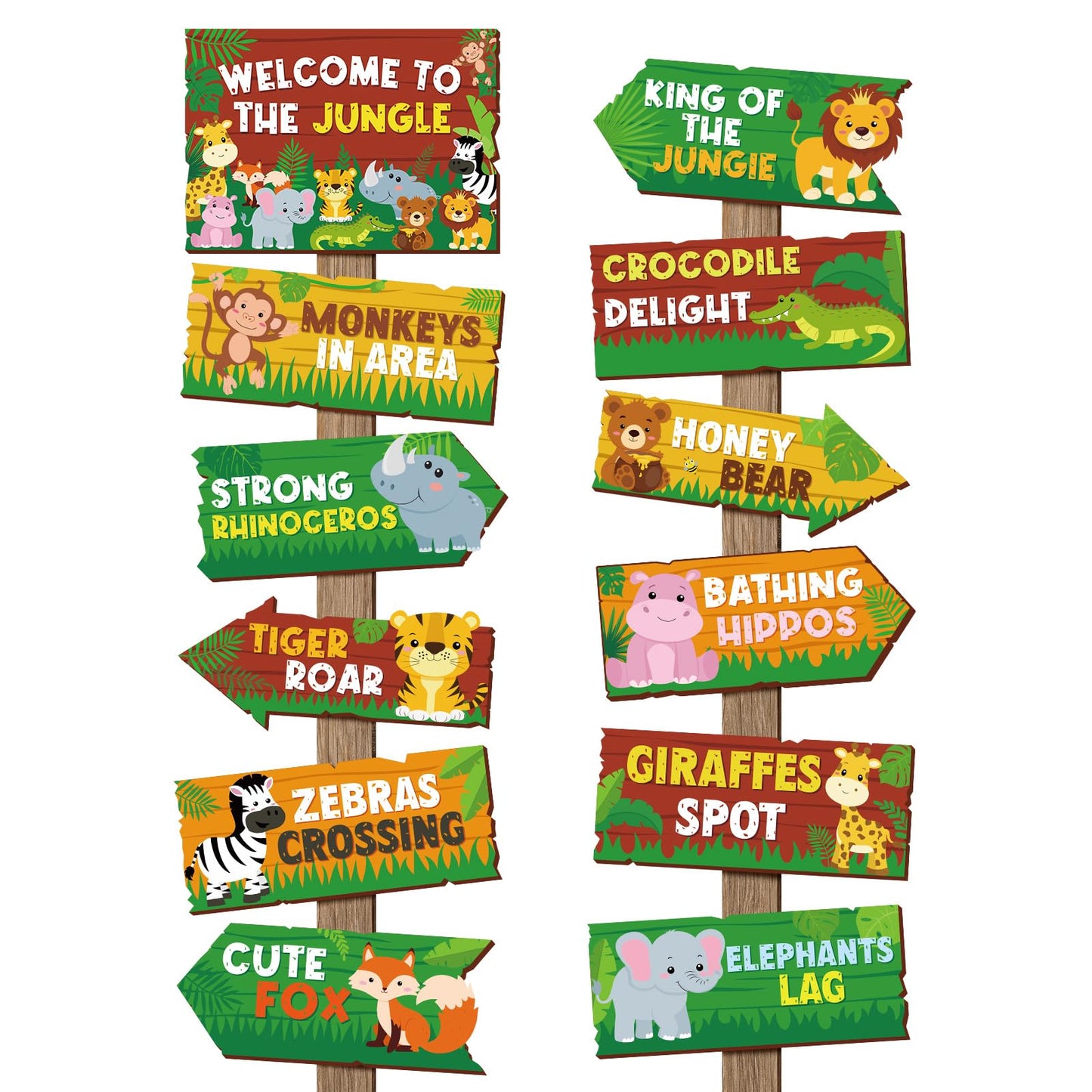 24 Pieces Safari Party Sign for Welcome to Jungle Safari Theme Party Decorations Wild Animal
