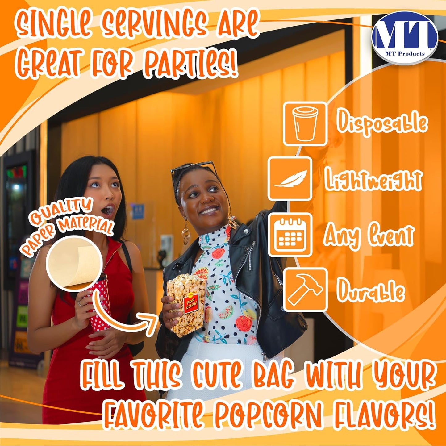 MT Products Small Popcorn Bags 1.5 oz. - Popcorn Holders for Party - Pack of 50