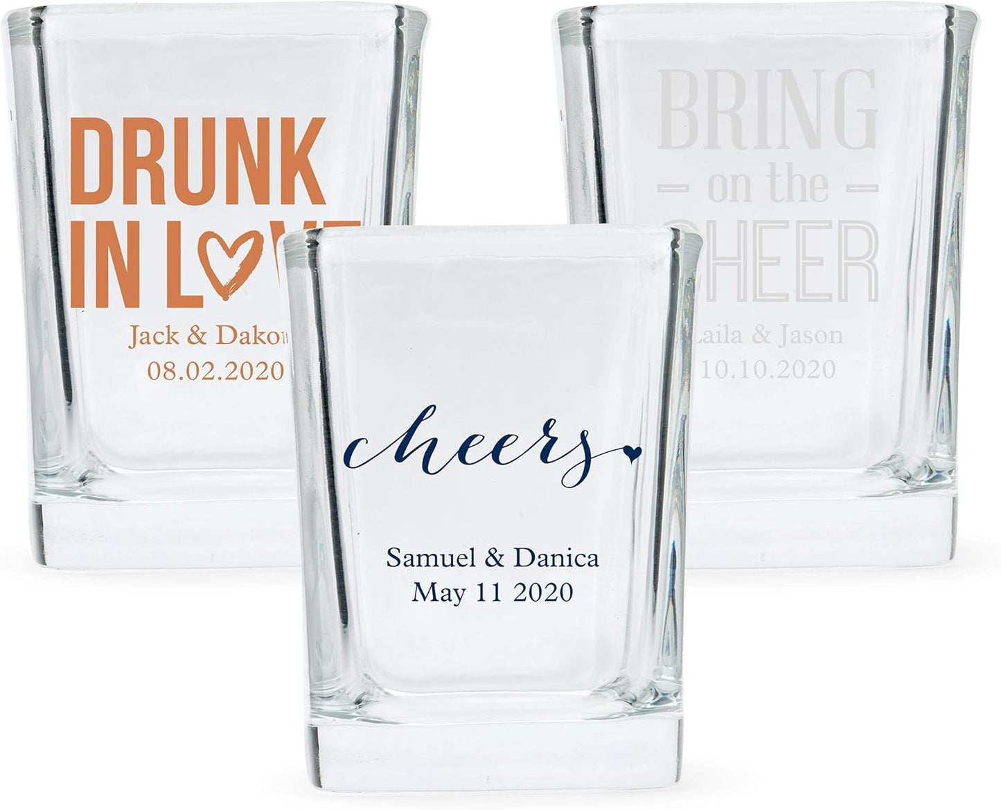 WEDDINGSTAR Personalized 2oz Square Shot Glass Customizable Full Color Print - 180 pack