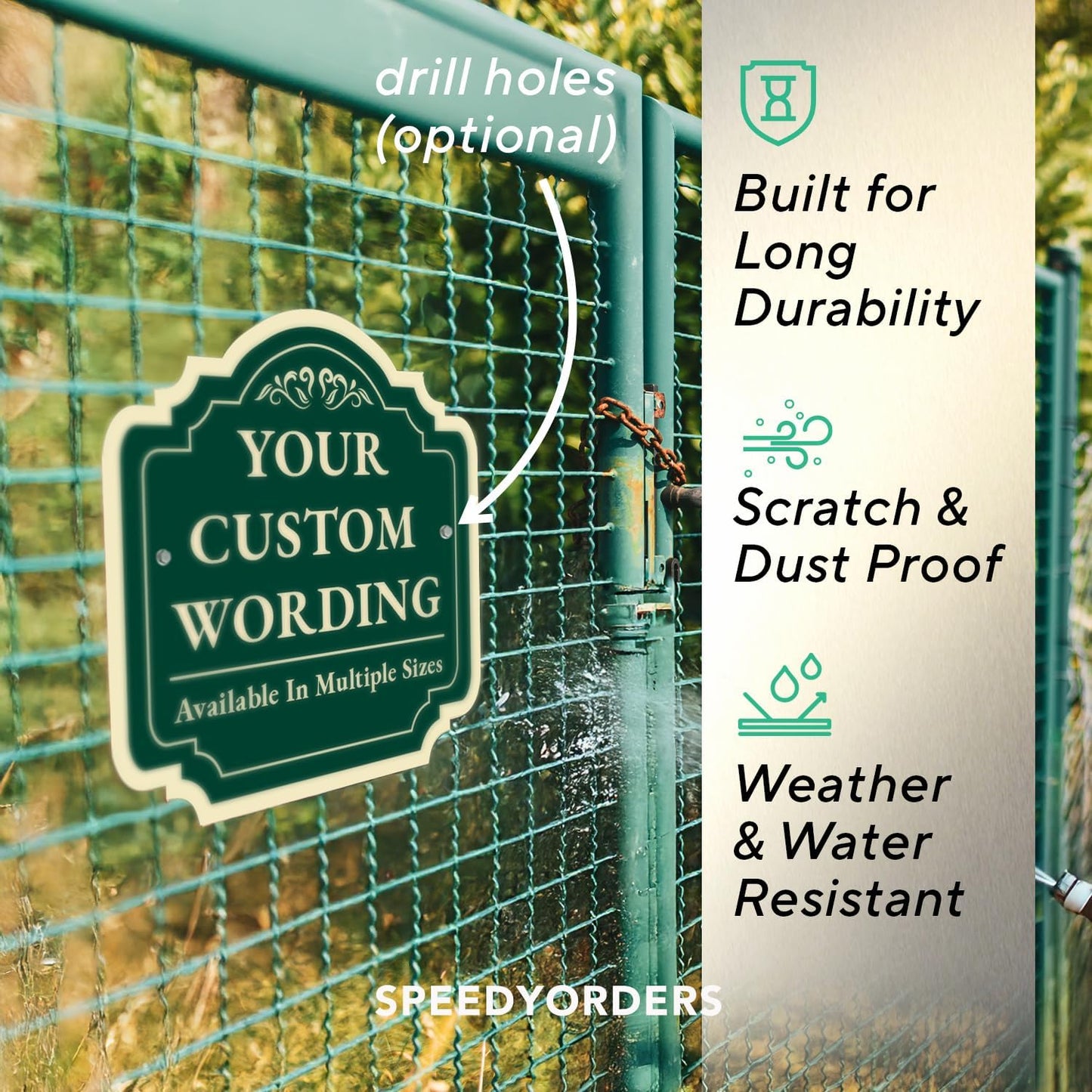 Custom Decorative Outdoor Metal Sign - Personalized Aluminum Driveway Sign, Waterproof, Made in USA - Design 2 Forest Green 24x24 In