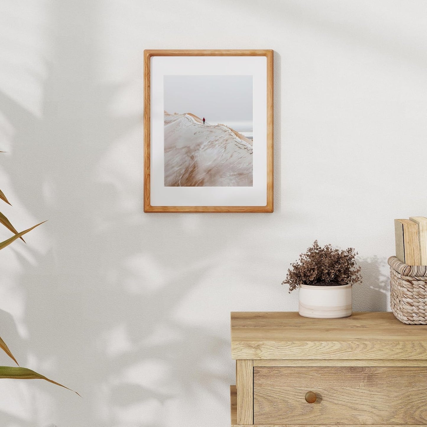 11x14 Picture Frame USA-Sourced Natural Cherry Wood Solid Original Wood Photo Frame Rounded Corner with Mat to 8x10 Picture Display with Real Glass Family Picture, Wedding Picture, Photo, Certificate