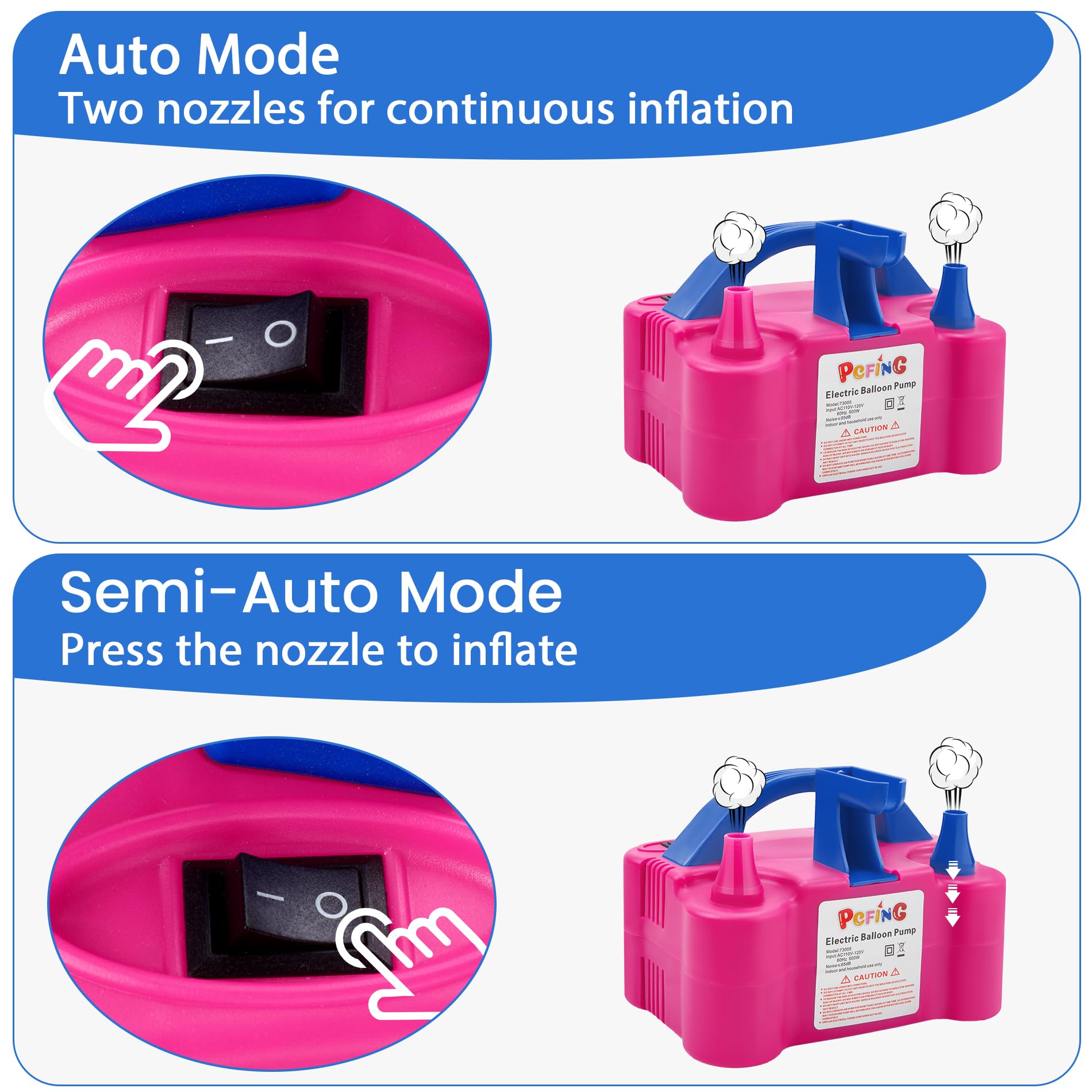 PCFING Balloon Pump Electric and Balloon Tying Tool in One, Portable Balloons Inflator Blower