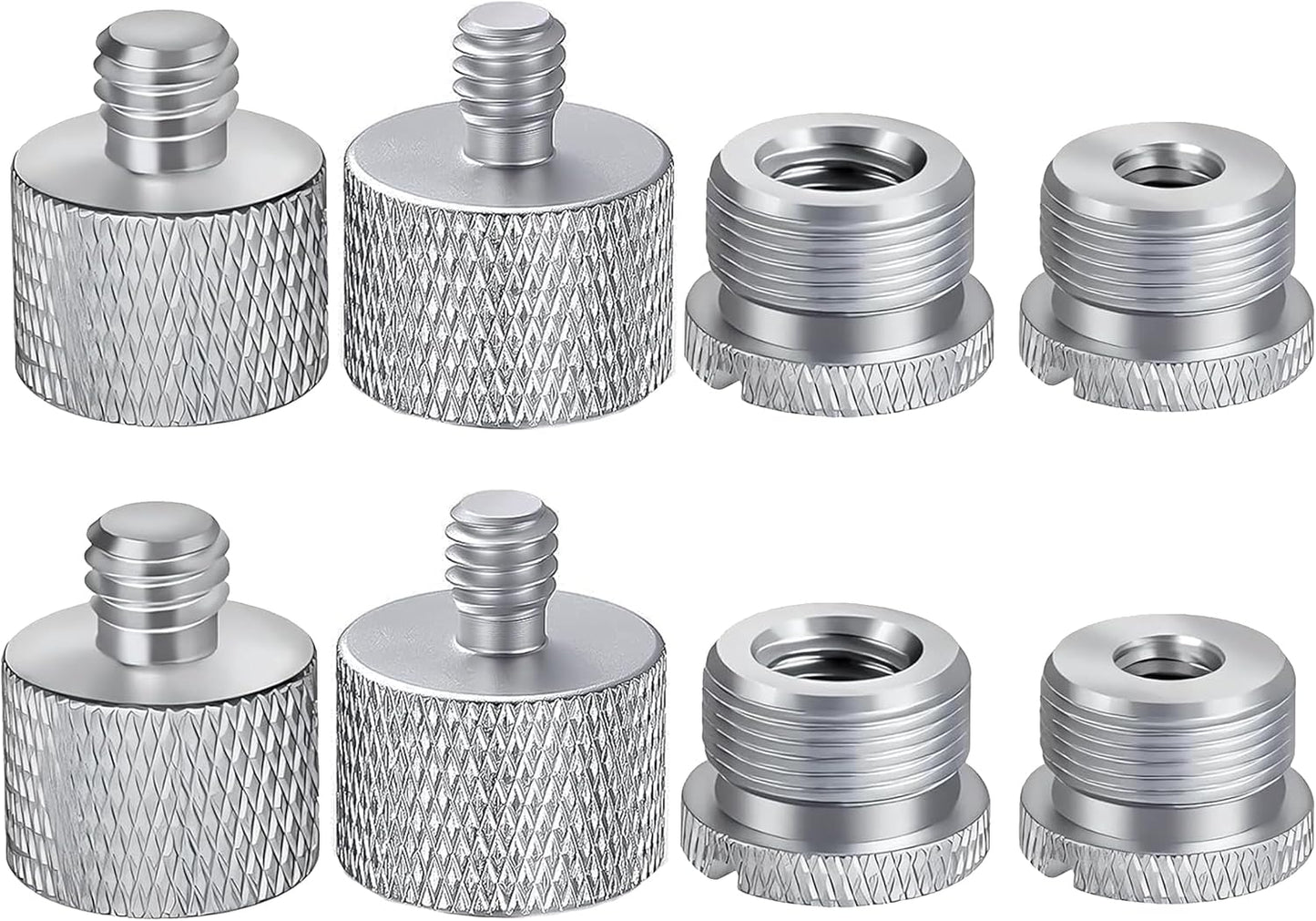 IXTECH Mic Stand Adapter Set 8 pieces Metal Microphone Stand Screw Thread Adapter 5/8 Female to 3/8 Male 3/8 Female to 5/8 Male 5/8 Female to 1/4 Male 1/4 Female to 5/8 Male Tripod Adapter ADP03 Slvr