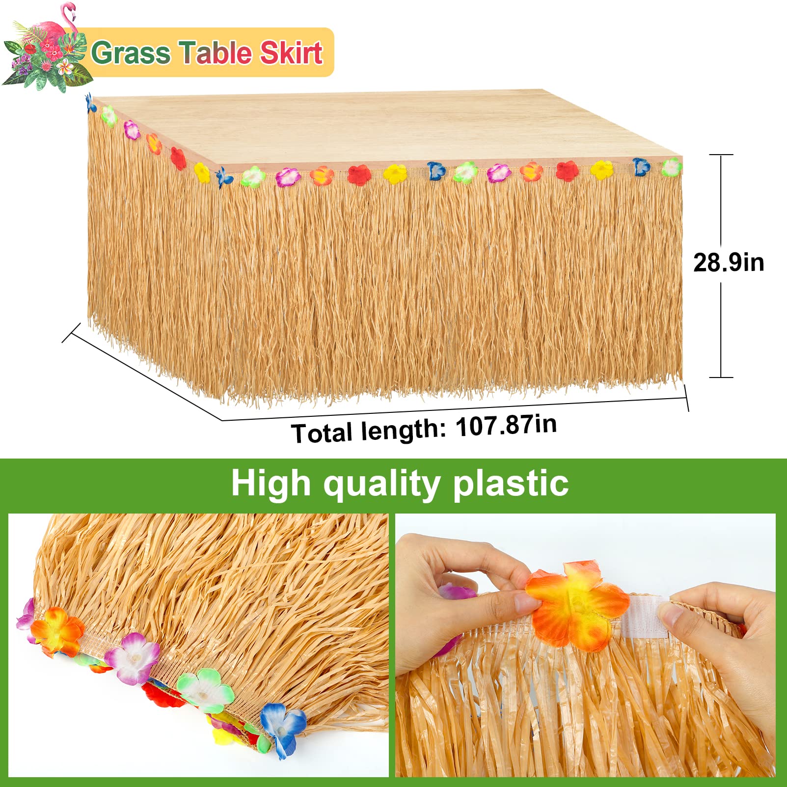153Pcs Hawaiian Aloha Luau Party Decorations, Tropical Summer Beach Birthday Supplies Grass Table