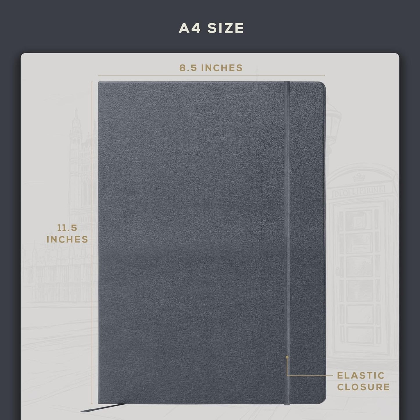 Beechmore Books A4 Sketchbook ??8.5x11 Premium Vegan Leather Bound Large Sketch Book Hardcover with 156 Thick 160gsm Perforated Ivory Pages, Blank Sketch Pad, Gift Boxed, Back Pocket, Ribbon Bookmark