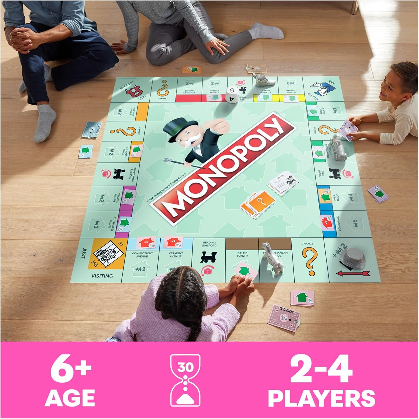 Spin Master Games, Monopoly Giant Edition, Classic Family Board Game for Indoor & Outdoor Play with Oversized Board, Screenless Activity, 2-4 Players, for Ages 6 & Up