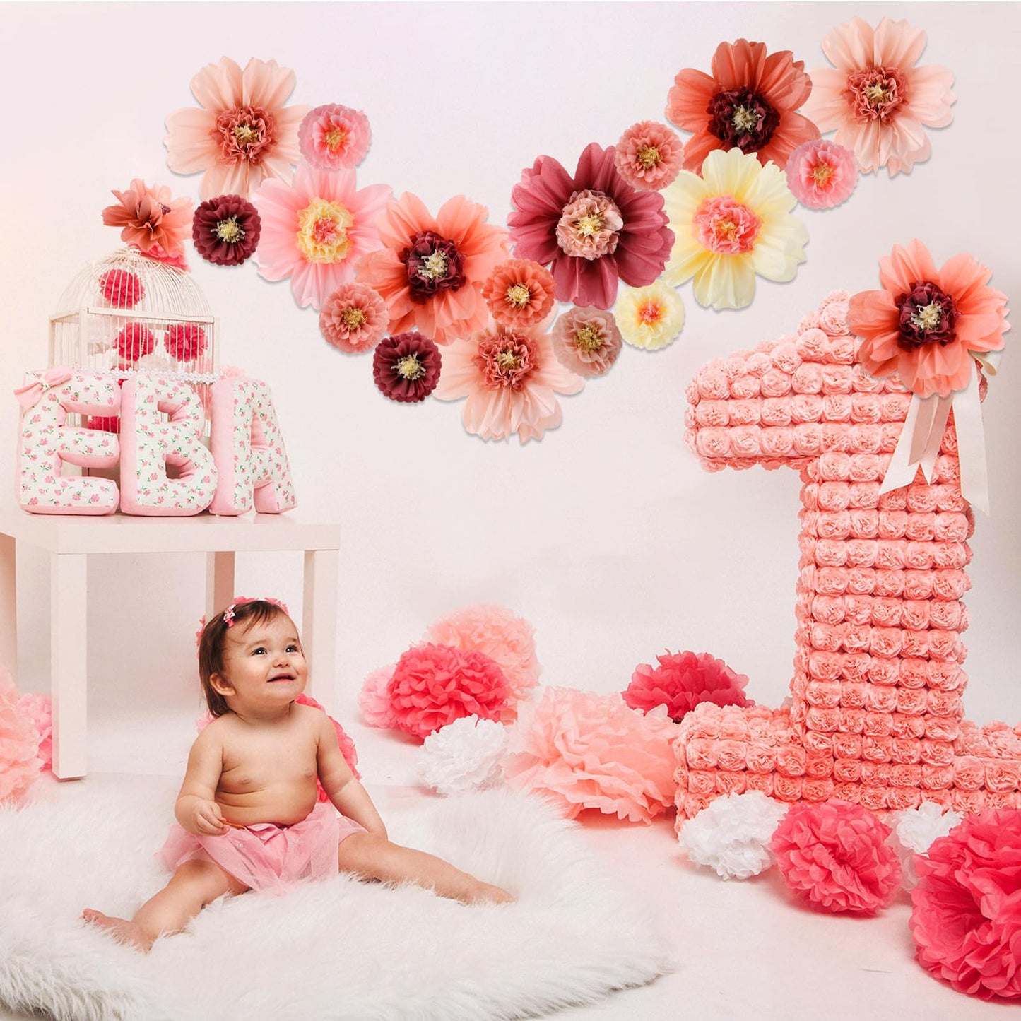 Crowye 12 Pcs Large Tissue Paper Flower Decor,20'' 31.5'',Vintage Color