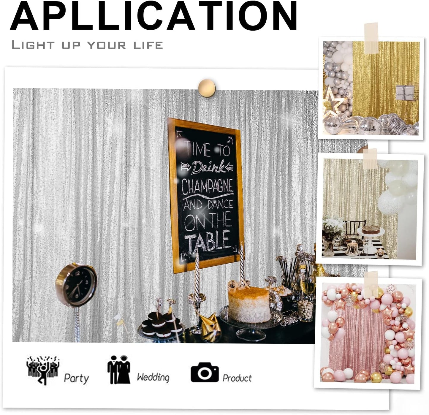 Hahuho Rose Gold Sequin Backdrop Curtain, 2PCS 2FTx8FT Glitter Backdrop Curtain for Parties, Christmas, Wedding, Party Decoration（2 Panels, 2FT x 8FT, Rose Gold