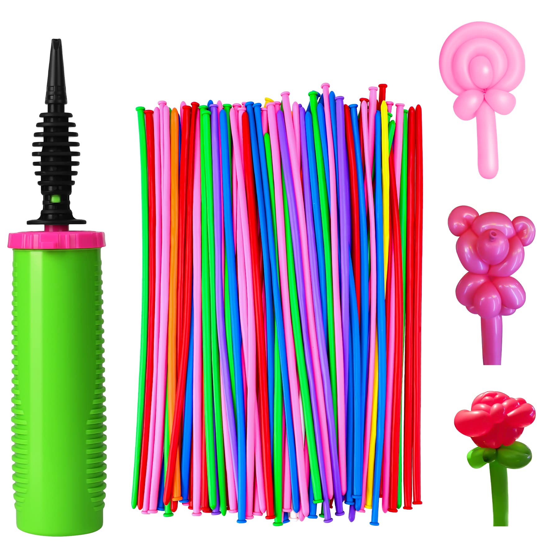ouyili 100Pcs 260 Balloons Latex with 1 Hand Balloon Pump Kit, Professional Premium Quality