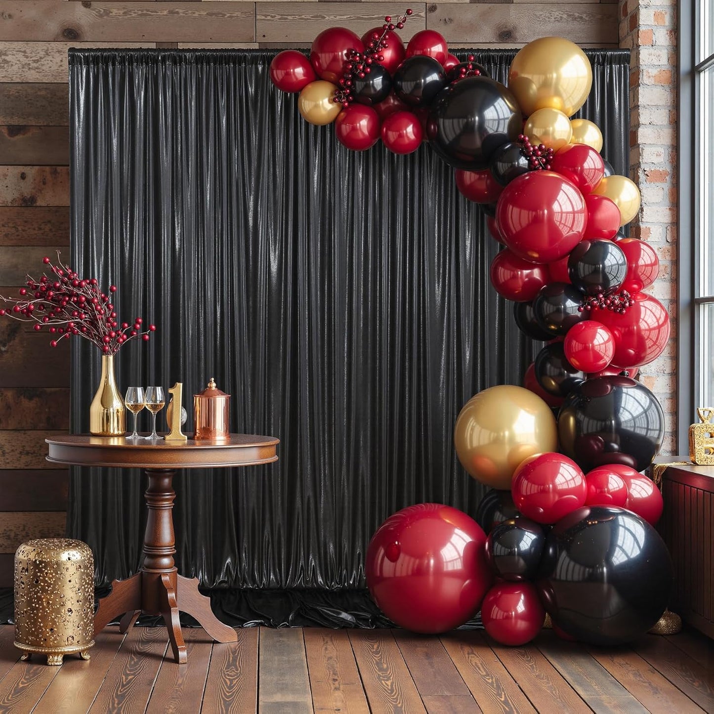 Outpain Thick 30 ft x 10 ft Black Sequin Backdrop Curtain for Parties, Wrinkle Free Glitter Photo Backdrop Drapes 6 Panels 5x10ft Black Back Drop Cloth for Wedding Christmas Photography Background