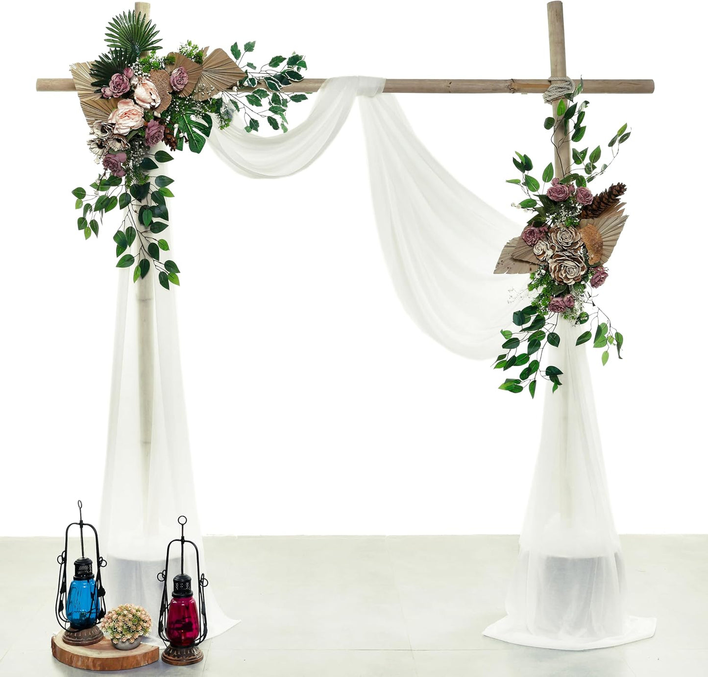 VDS Pack of 1 Panel (30 Inch X 50 Feet) Wedding Arch Draping Fabric Sheer Chiffon Fabric Drapery for Wedding Ceremony Reception Swag Backdrop Canopy Chuppah ARBO Altars Decoration (Ivory)