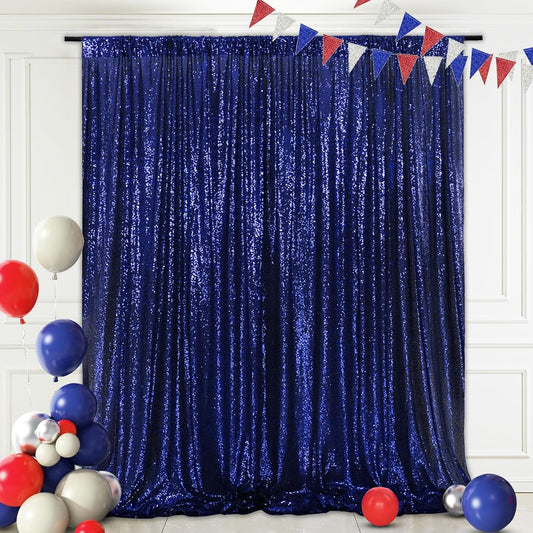 Eternal Beauty Navy Blue Sequin Backdrop, 4x7 Ft Glitter Background Curtains for Shimmer Photography Party Wedding Birthday Independence Day Back Drop Decor