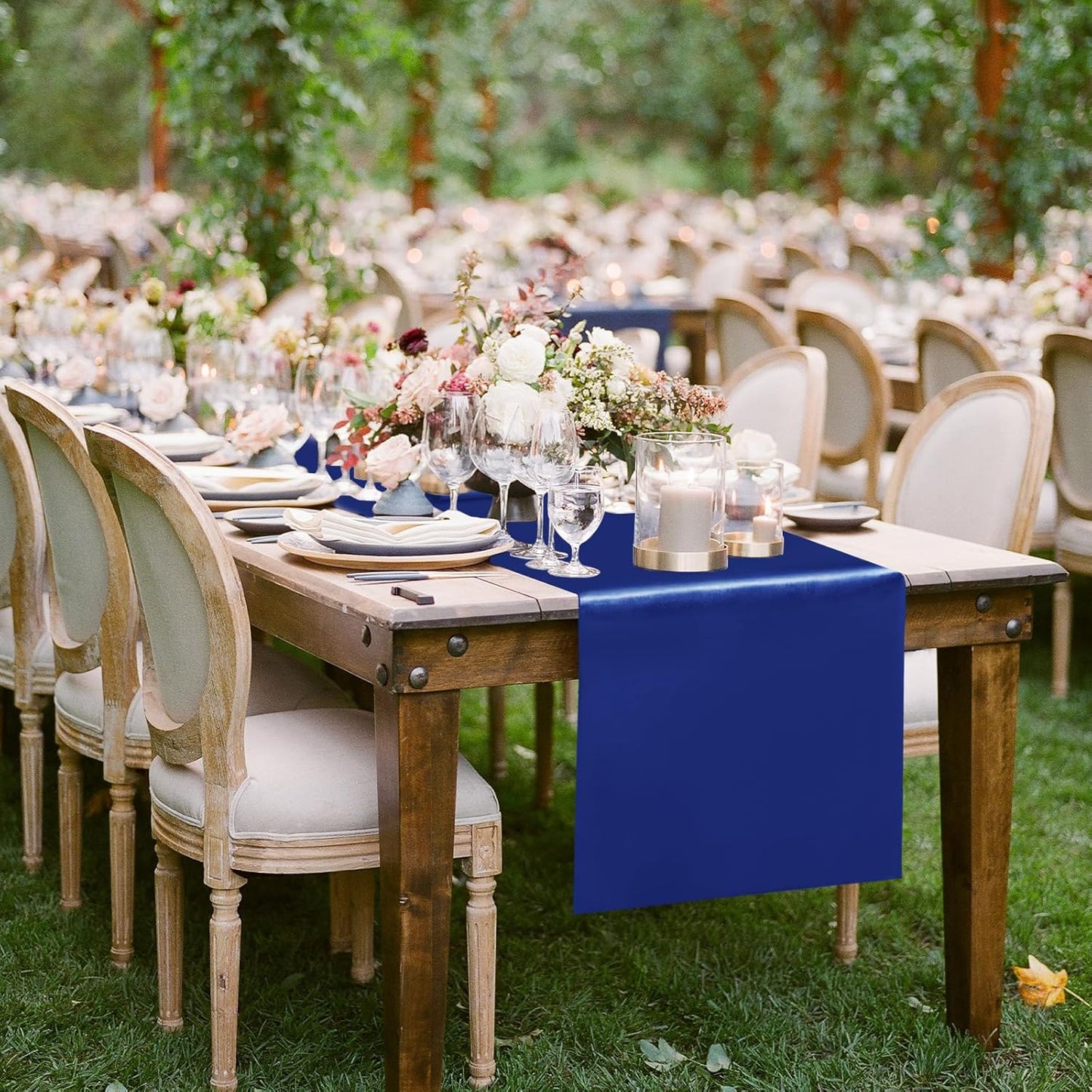 10 Pack Satin Table Runner 12 x 108 Inch Long Navy Silk Table Runner for Wedding Party Banquet Birthday Decoration