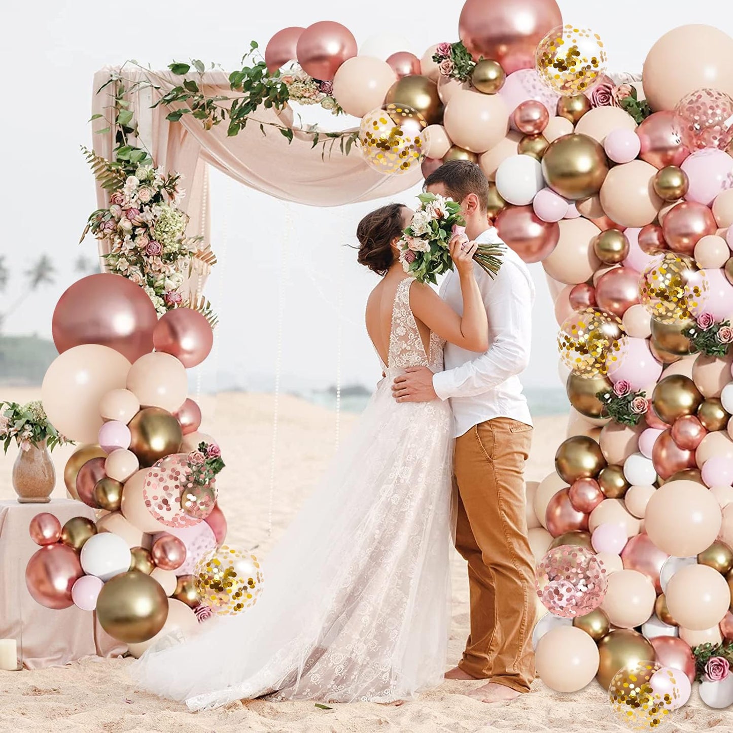 Blocesa Rose Gold Balloon Garland Arch Kit, Pink Gold, Latex, Party Decor.