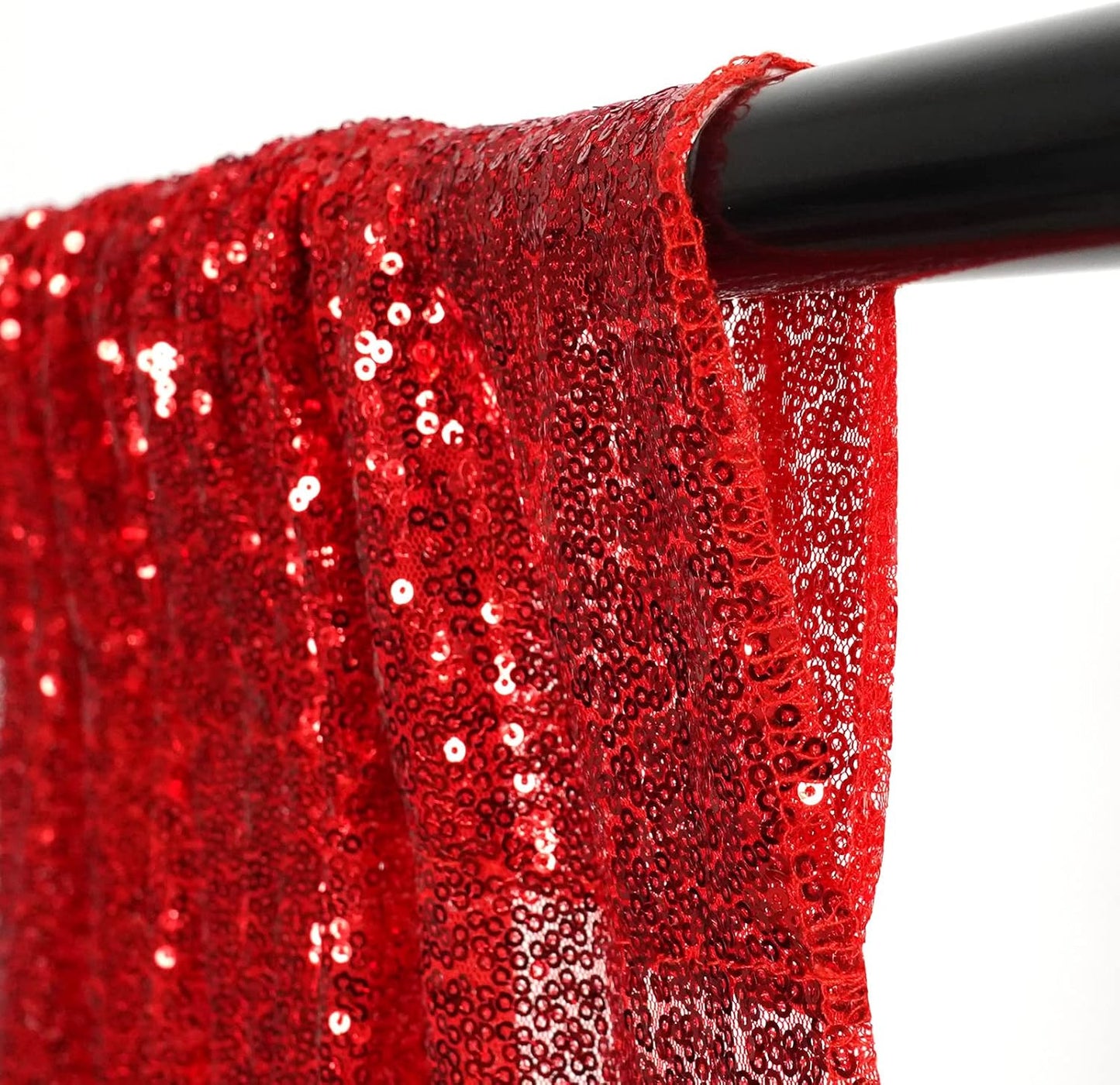 Poise3EHome 20FT x 10FT Sequin Photography Backdrop Curtain for Party Decoration, Red