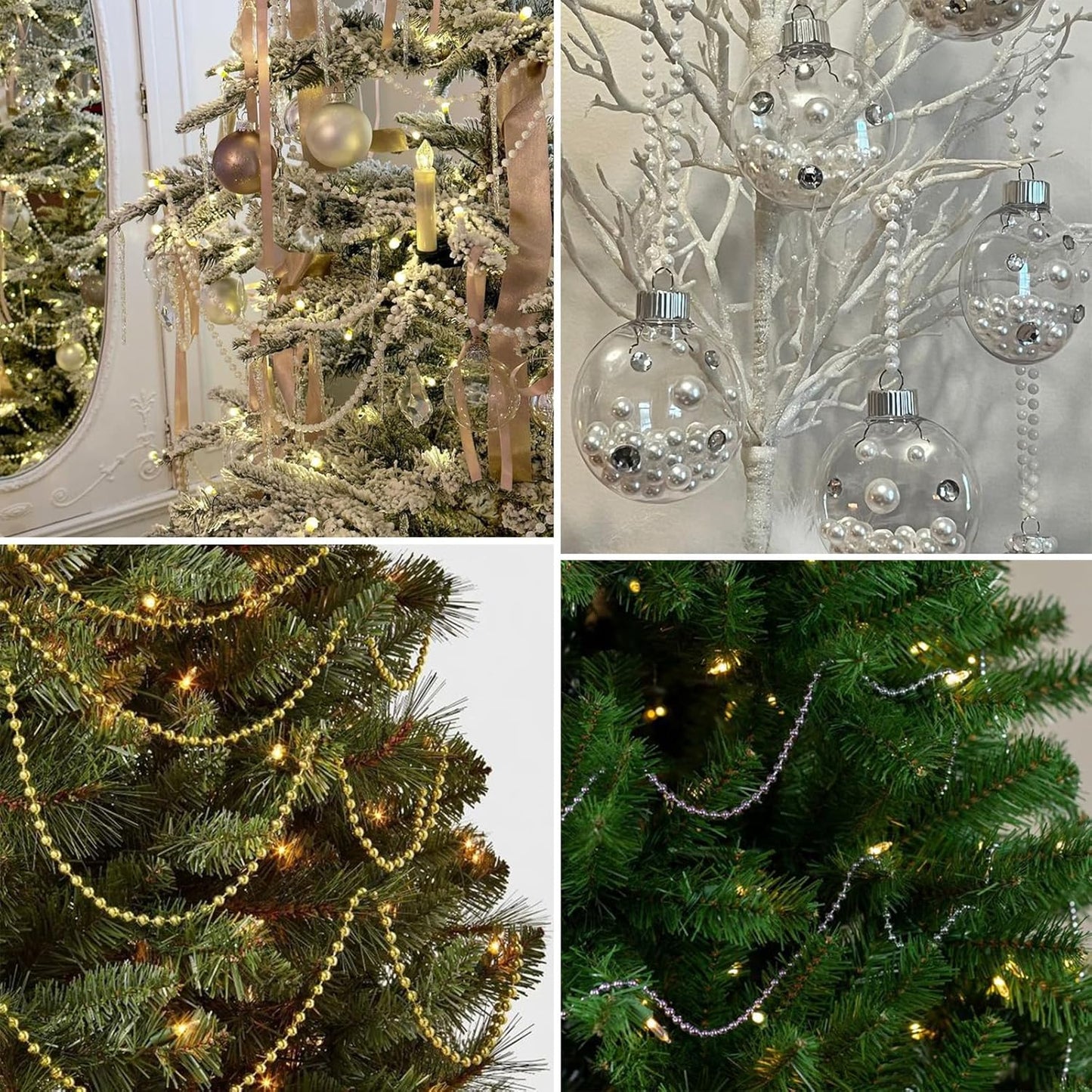 [33 Feet] Gold Pearl Beads Garland, 10MM 11 Yards Gold Faux Pearl Beads String Roll Bulk for DIY Craft Christmas Tree Wedding Party Decoration