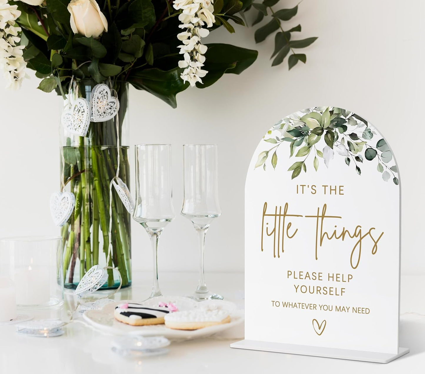 Bathroom Basket Sign, Greenery Gold Bridal Shower Decorations, Bathroom Decor and Accessories, Wedding Signs for Ceremony and Reception, Engagement Party Decorations, Wedding Table Acrylic Decor - 29