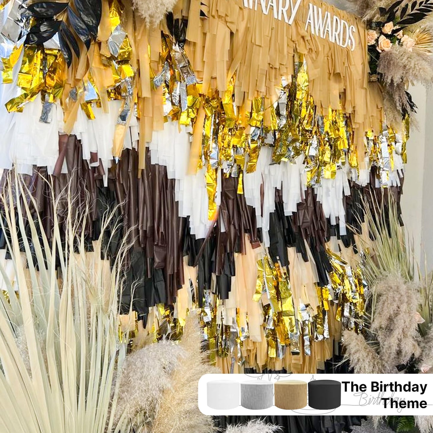 PartyWoo Gold Gold Crepe Paper Streamers 4 Rolls 328 FT Streamers