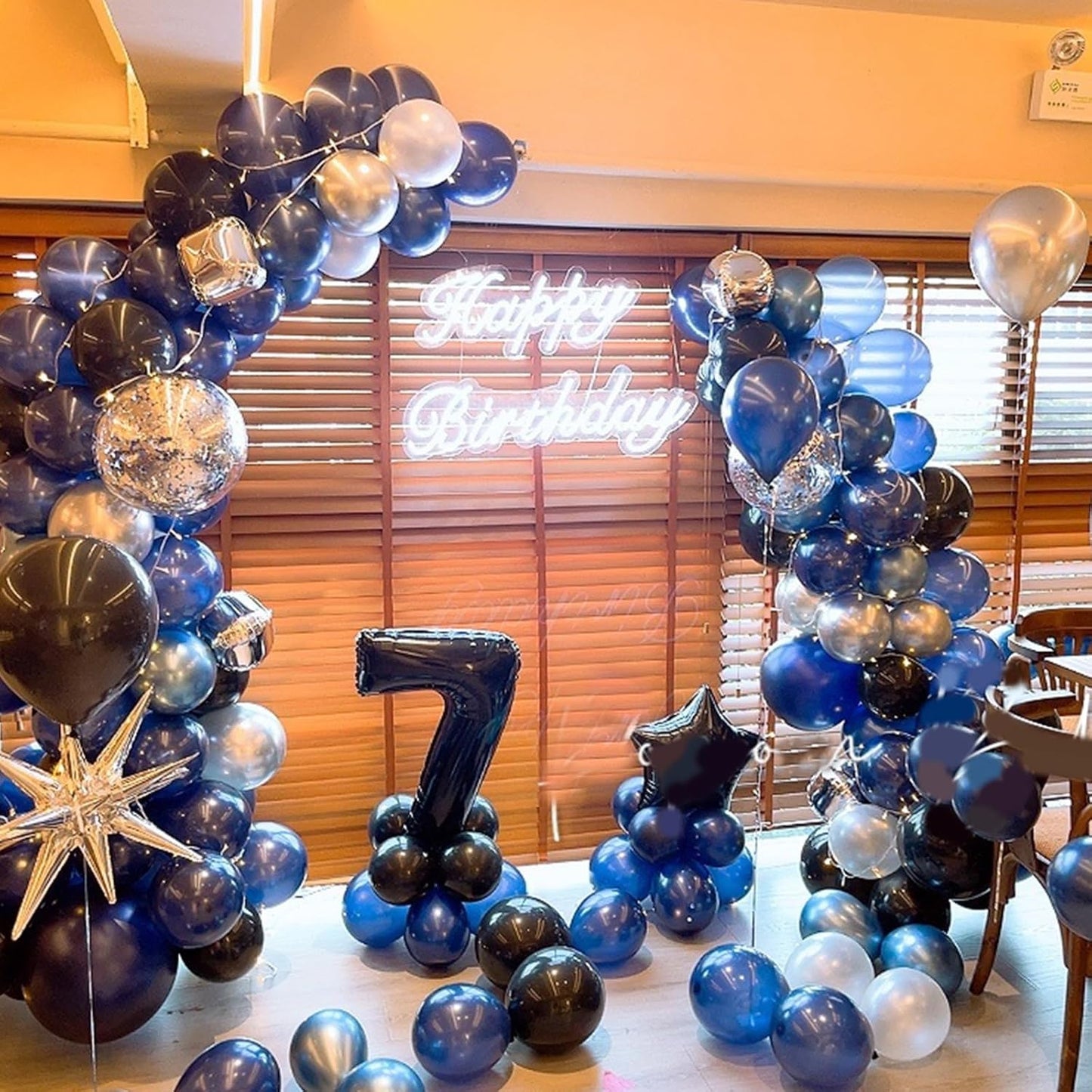 60 Pcs Blue and Silver Balloons, Navy Royal Blue Silver Party Balloons with Metallic Confetti Helium Latex Balloons for Birthday Baby Showers Fathers Day 2025 Graduation Decoration