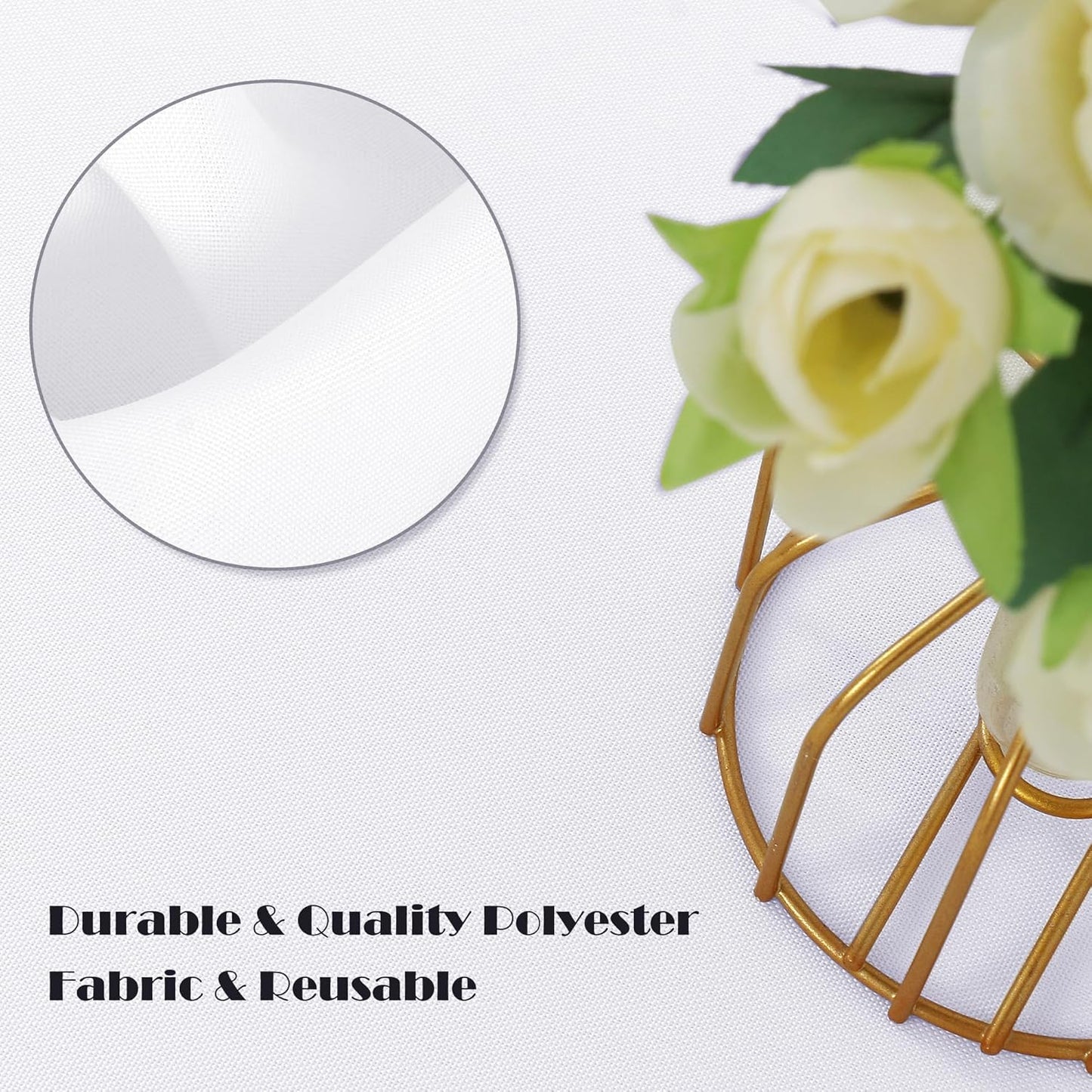 sancua 10 Pack Round Tablecloth White 90 Inch - Stain and Wrinkle Resistant Table Cloth, Washable Polyester Table Cover for Dining Tables, Buffet Parties and Camping