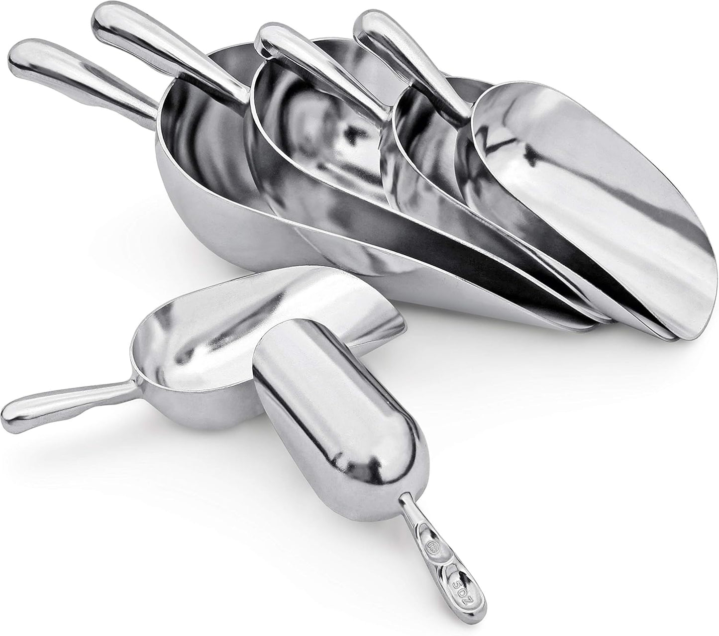 New Star Foodservice 34523 One-Piece Cast Aluminum Round Bottom Bar Ice Flour Utility Scoop, 12-Ounce, Silver (Hand Wash Only)