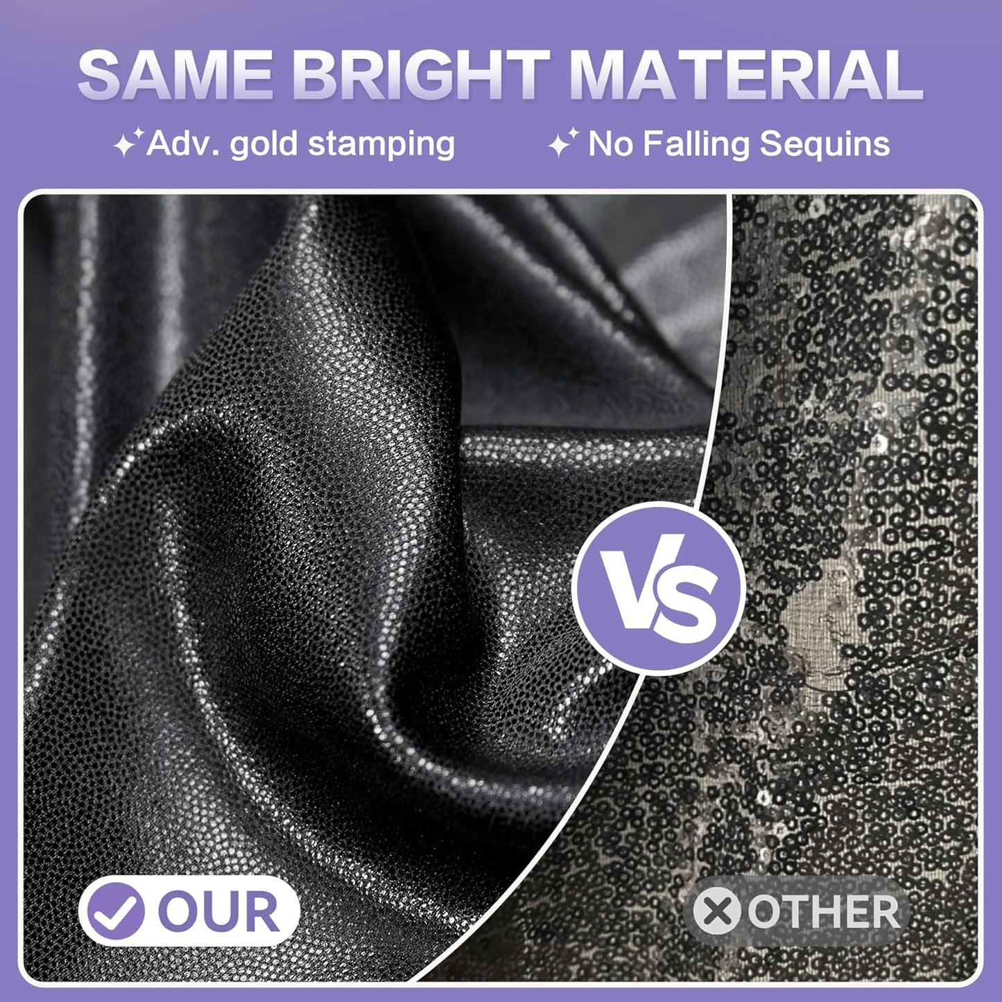 gogoparti 10x10FT Black Sequin Backdrop Curtain - 2 Panels of 5x10FT Wrinkle-Free Glitter Drapes for Photography, Birthdays, Weddings & Graduations