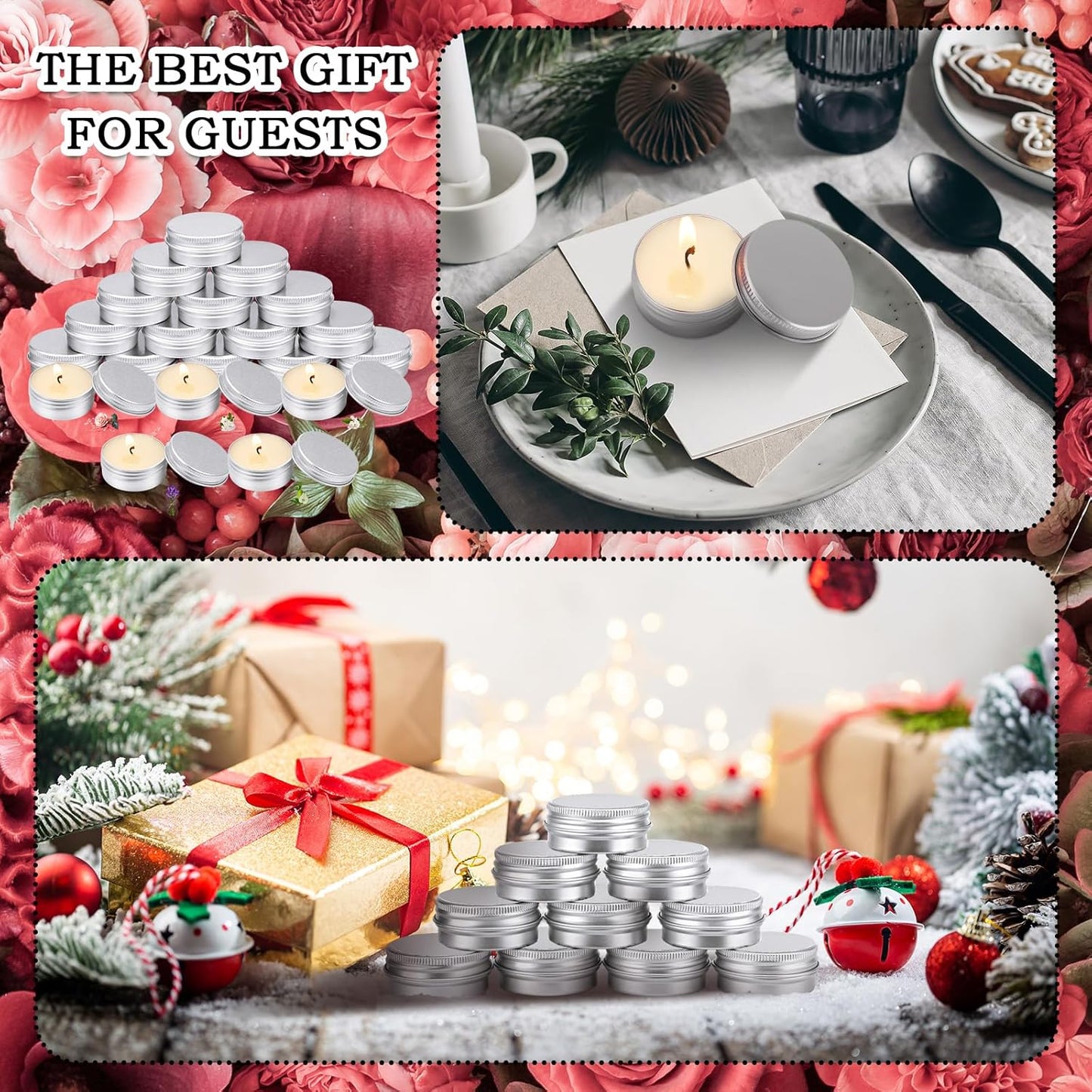 MTLEE 50 Pcs Wedding Scented Candles Gift Travel Tin Candle Aromatherapy Candle for Christmas Winter Baby Shower Favors Wedding Gifts(Christmas Flavor)