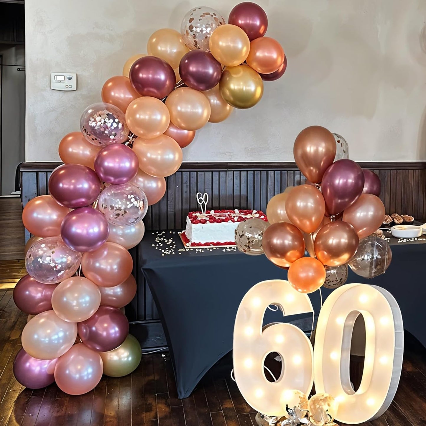 Balloons Burgundy Rose Gold, 60 Packs 12 Inches Wine Red Champagne Latex Balloon Rose Gold Confetti Balloons for Women Girls Birthday Wedding Bridal Shower Party Anniversary Decoration