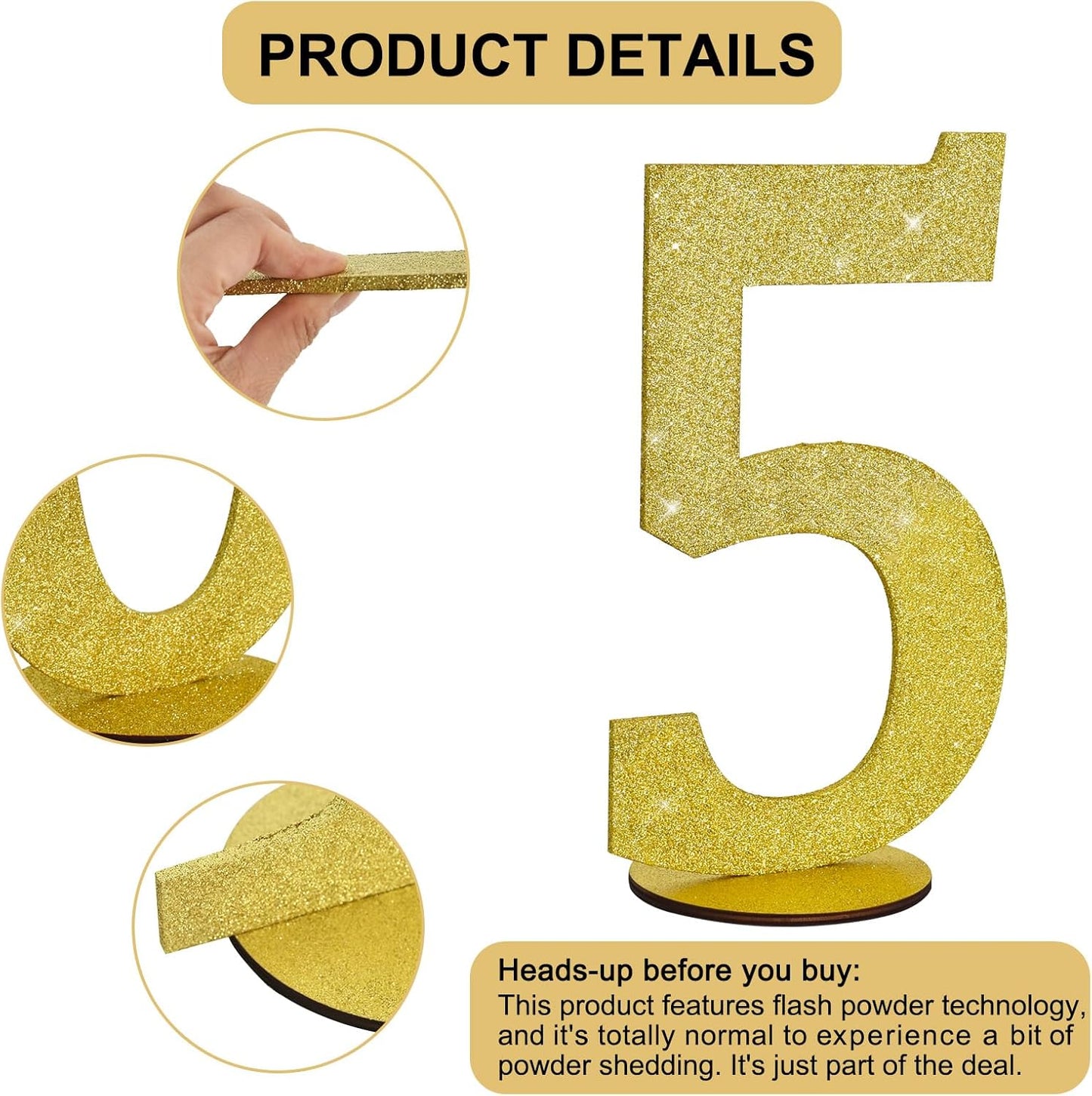 TONIFUL 11.8 Inch Gold Glitter Numbers Table Centerpieces 0-9 Birthday Party Decorations,Shining Gold Digital 5 for Birthday Party,Wedding,Bridal Shower,Engagement,Photo Shoot,Anniversary