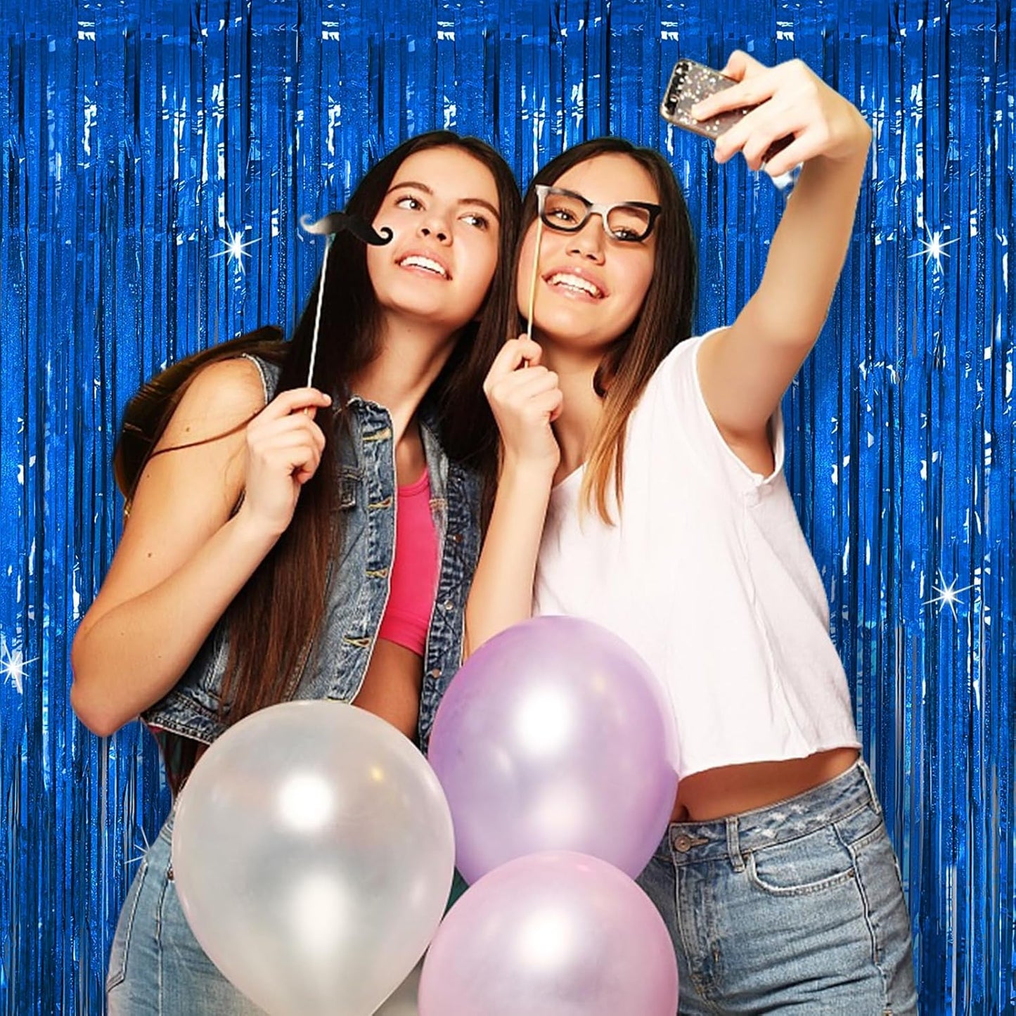 3 Pack Blue Backdrop Party Streamers Ocean Themed Decor Birthday Party Decorations Foil Fringe Backdrop Curtain Graduation Bachelorette Winter Holiday Gender Reveal Party Decorations Supplies