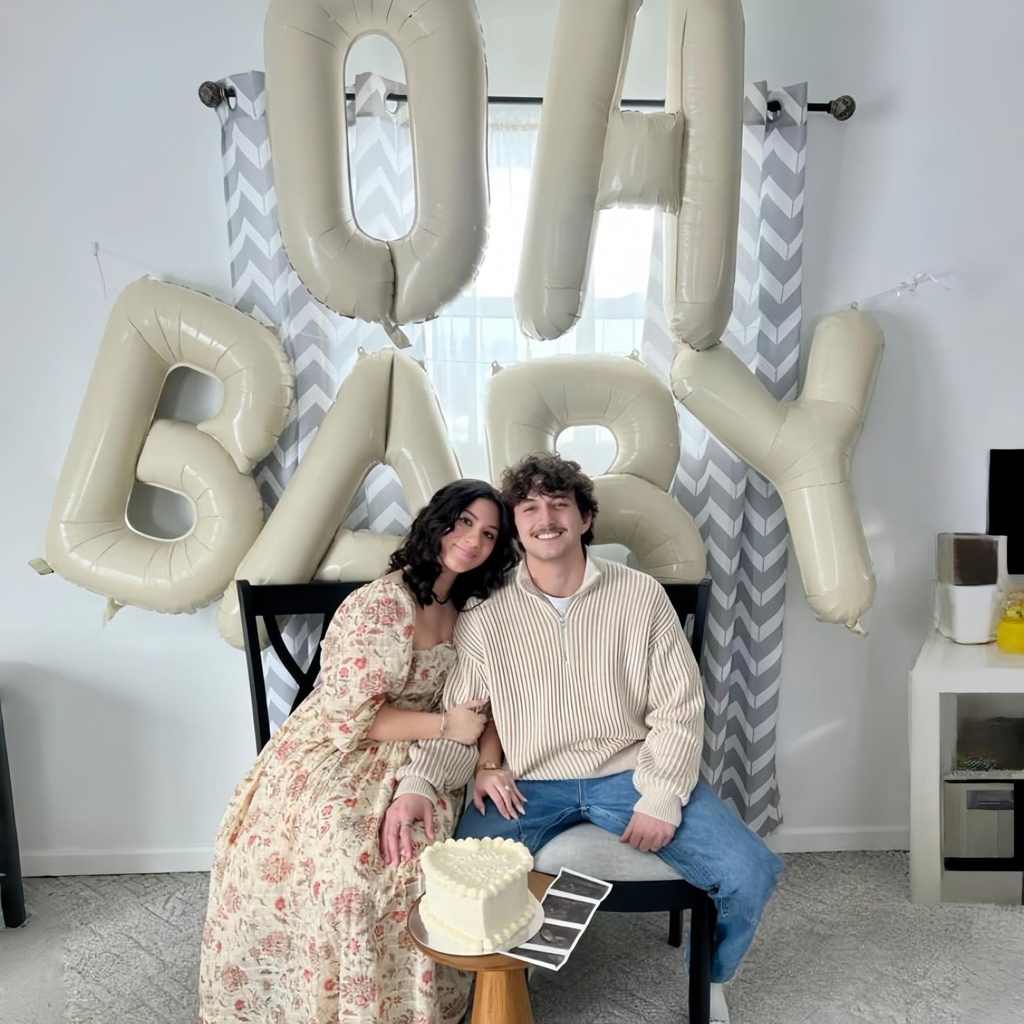 40 Inch Beige OH BABY Balloon for Baby Shower, Large Cream White Oh Baby Balloons Letters with