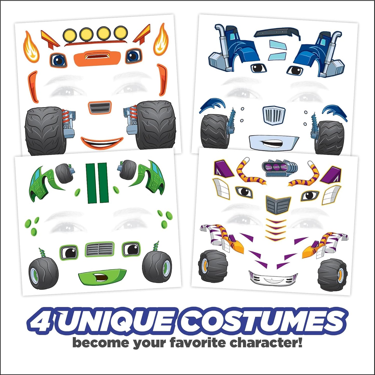 Blaze Costume Face Temporary Tattoos – Kids Temporary Tattoo Set Featuring Blaze and the Monster Machines, Easy Halloween Costume Accessory, Non-Toxic & Skin-Safe