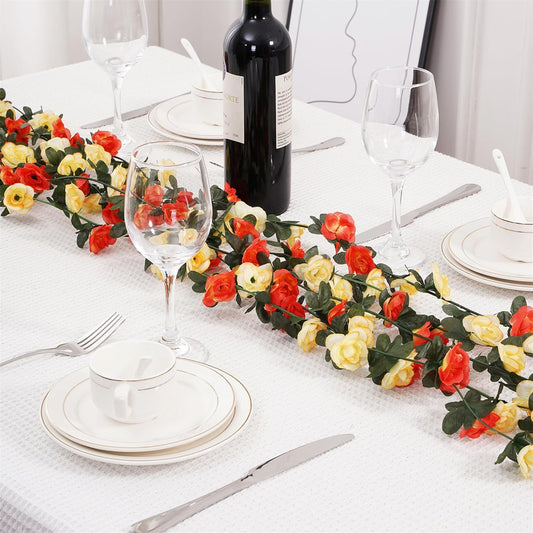 5 Pcs 41FT Flower Garland, Artificial Rose Garland Flowers Plants Fake Flower Hanging Rose Ivy, Birthday Party Valentine's Day Wedding Wall Arch Decor（Orange）