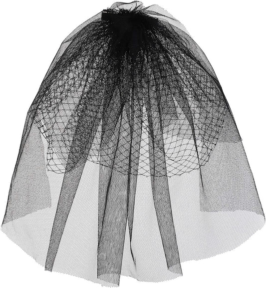 Ayliss Women Mesh Veils Black Bridal Birdcage Short Wedding Face Veil with Clip Tulle Gothic Bride Halloween Costume
