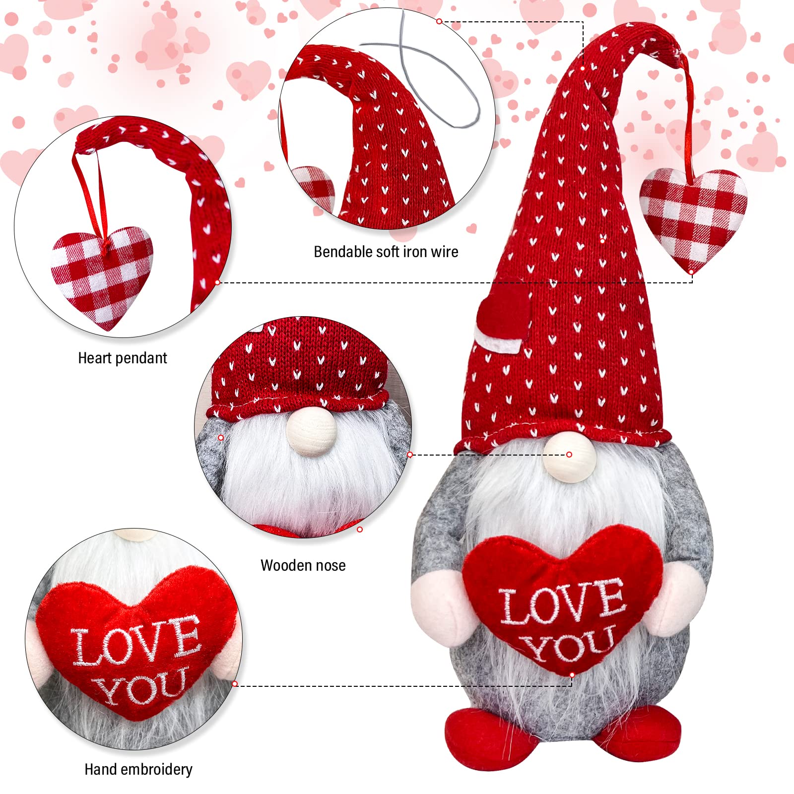 MPINOI Valentines Day Gnome Decor - 2Pcs Valentine Gnomes Plush Home Table Decorations, Mr & Mrs.